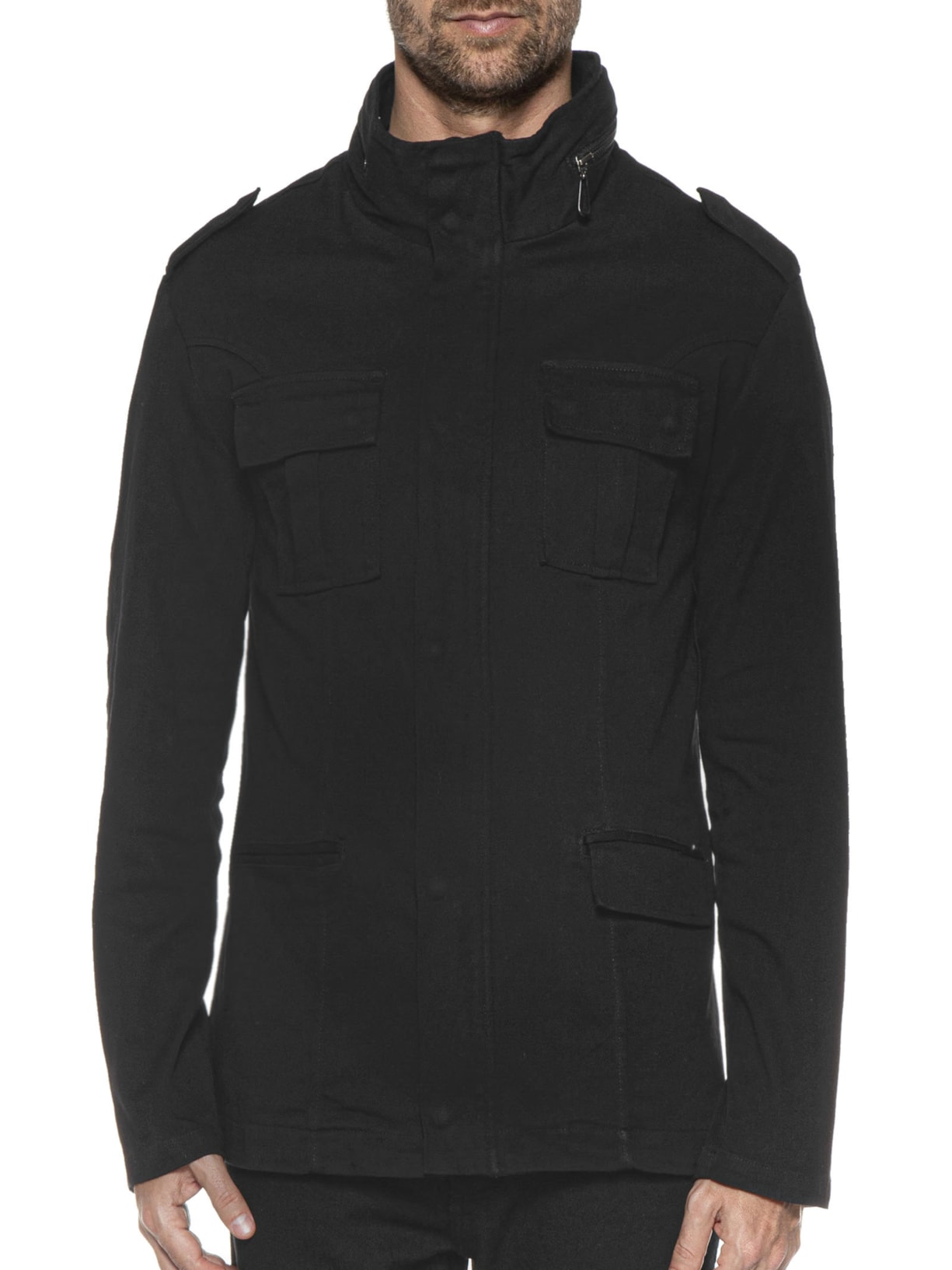 Jaqueta Parka Masculina Pockets Gola Alta Preto Osklen