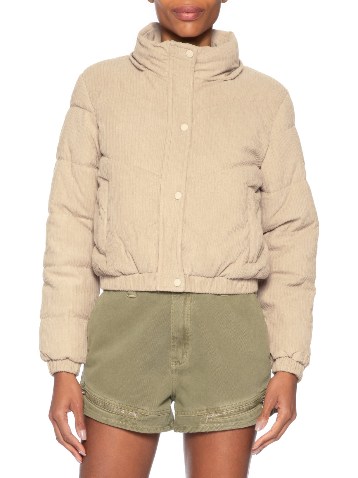Jaqueta Puffer Feminina Bege Market 33
