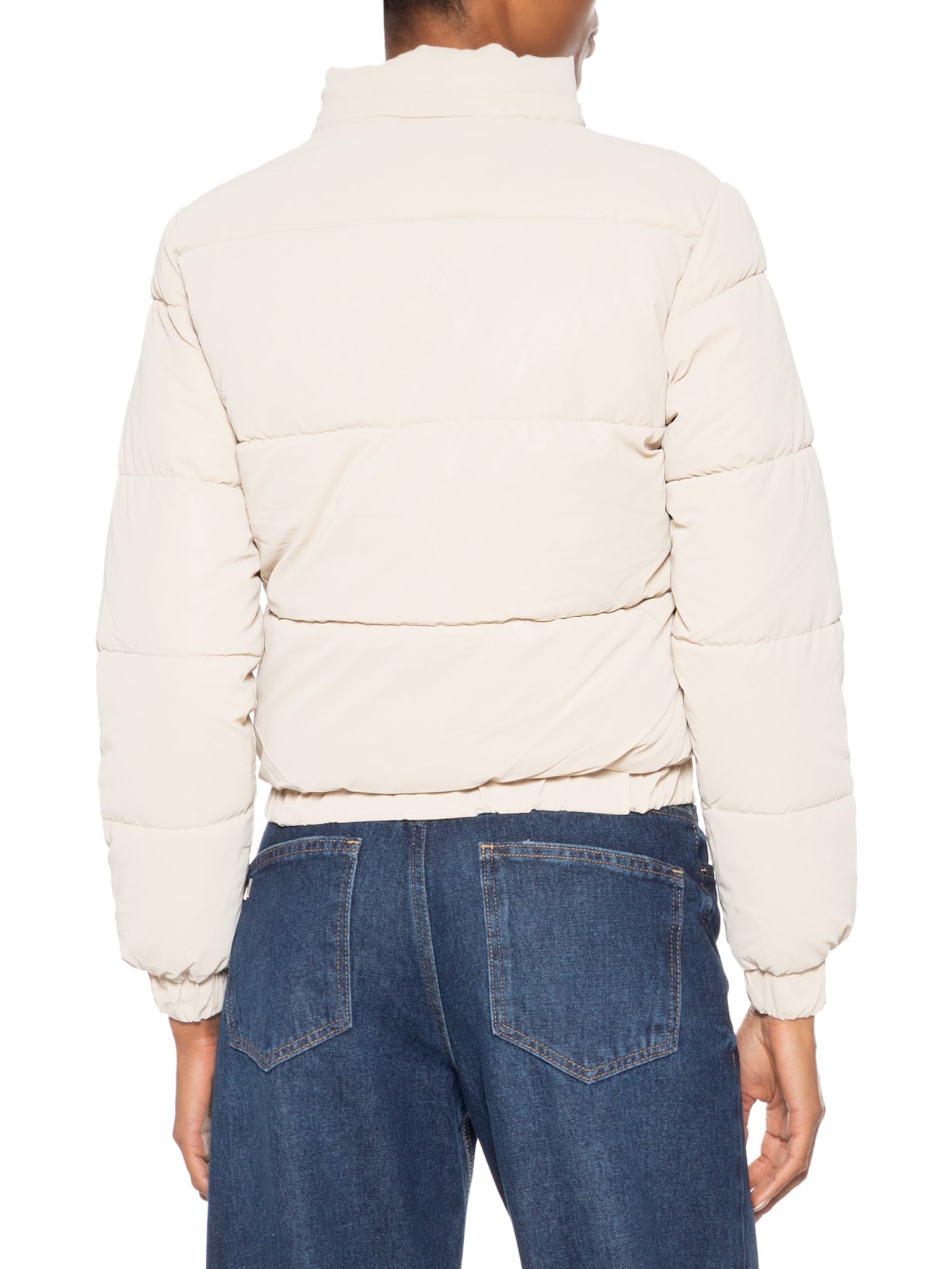 Jaqueta Puffer Feminina Com Capuz Removível Bege Market 33