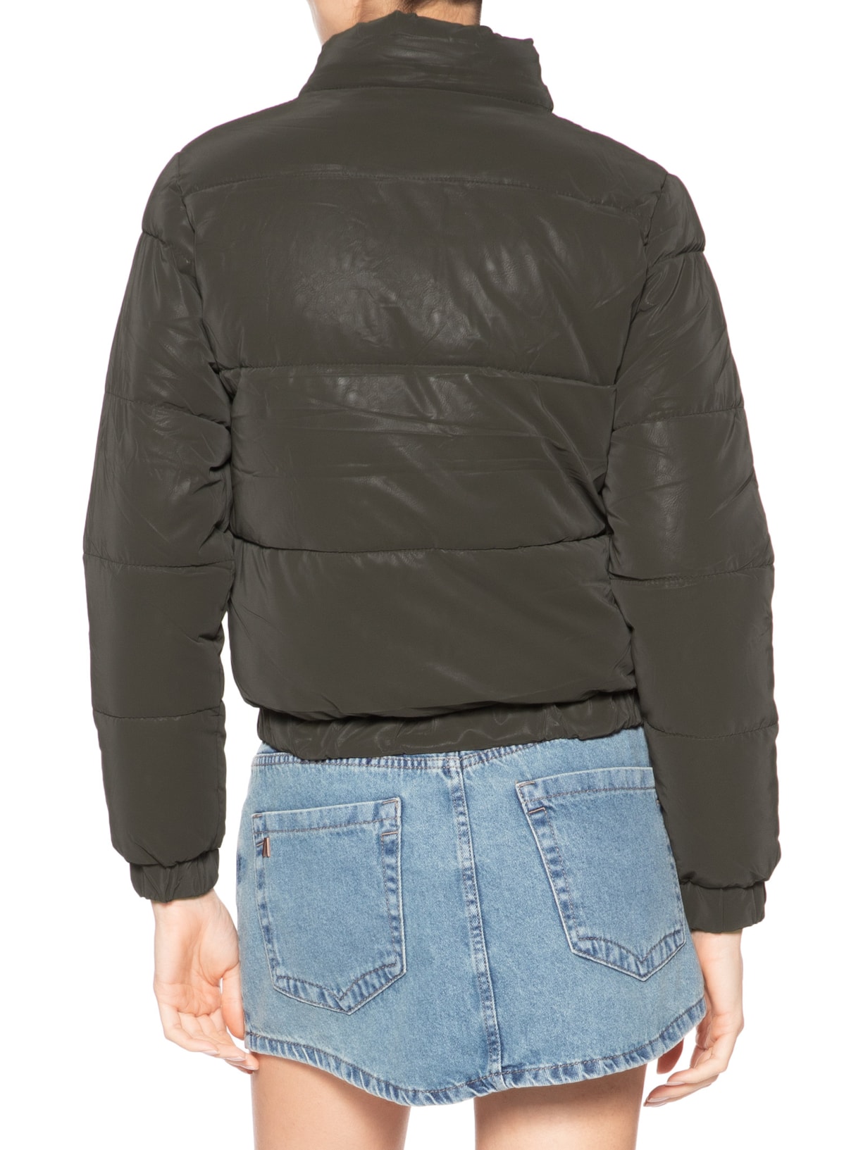 Jaqueta Puffer Feminina Com Capuz Removível Verde Market 33