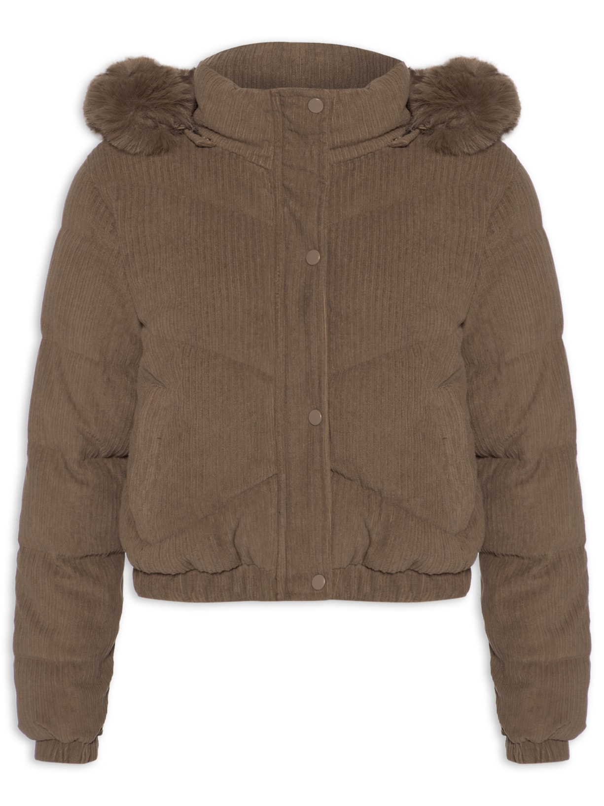 Jaqueta Puffer Feminina Marrom Market 33