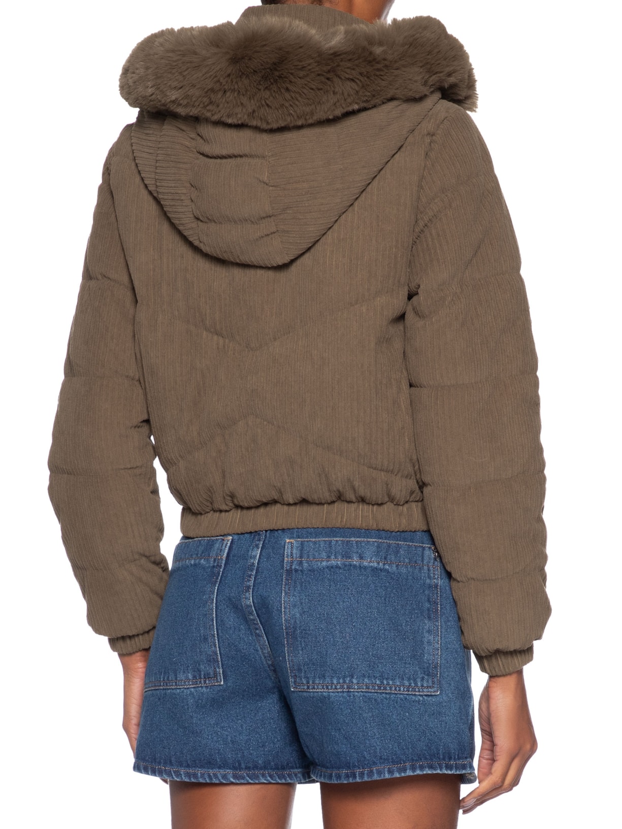 Jaqueta Puffer Feminina Marrom Market 33