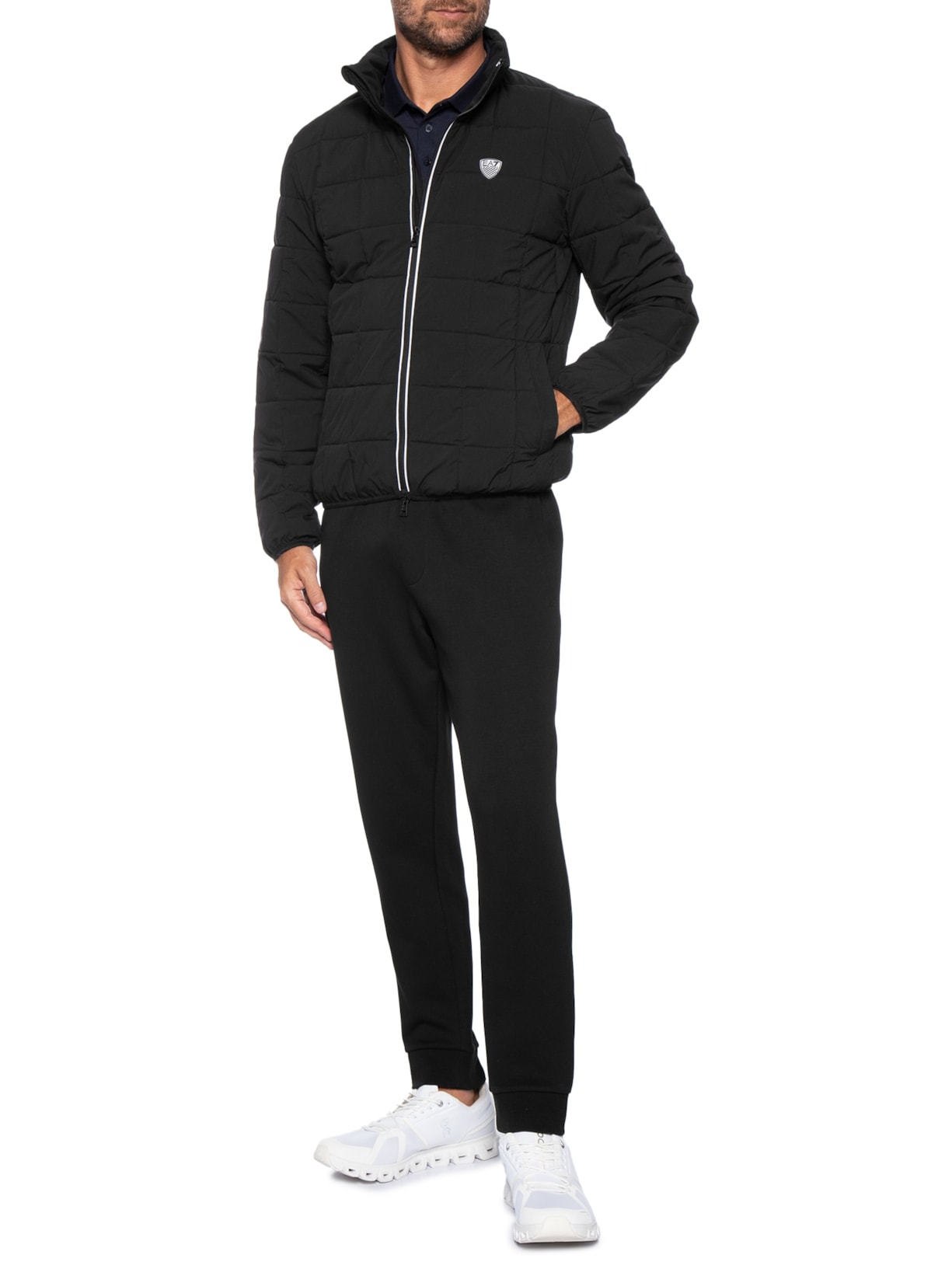 Jaqueta Puffer Masculina Brasão Train Premium Thermore Preto Ea7 Emporio Armani