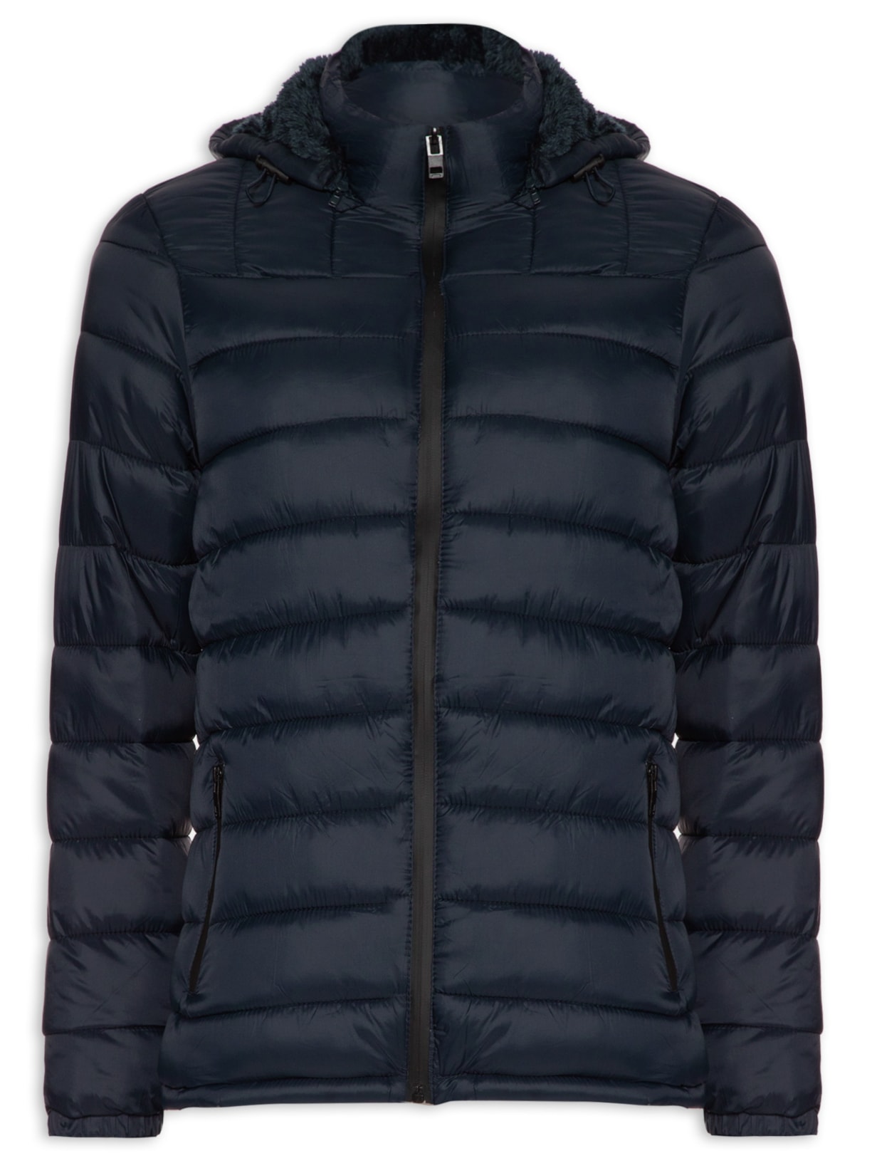 Jaqueta Puffer Masculina Forrada Com Capuz - Azul