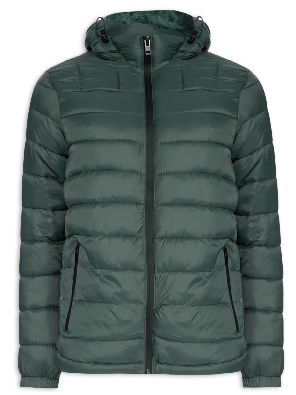 Jaqueta Puffer Masculina Forrada Com Capuz - Verde