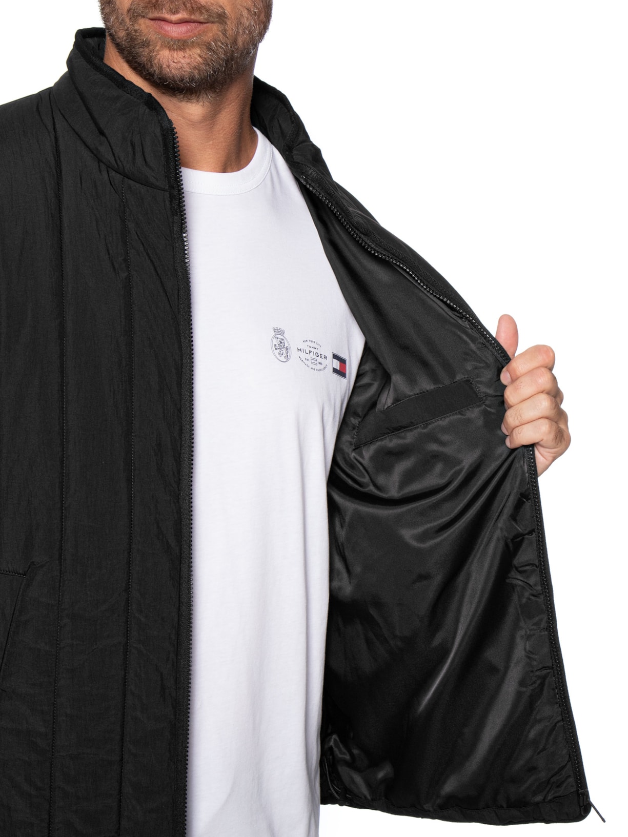 Jaqueta Puffer Masculina Logo Detail Brenoto2611 Preto Hugo