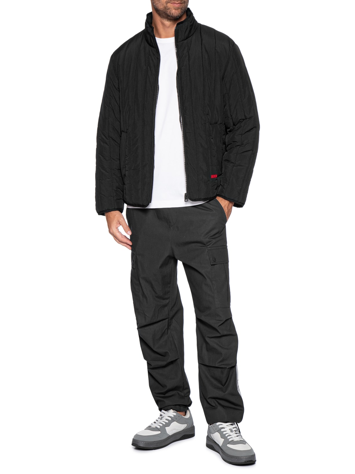 Jaqueta Puffer Masculina Logo Detail Brenoto2611 – Preto Hugo