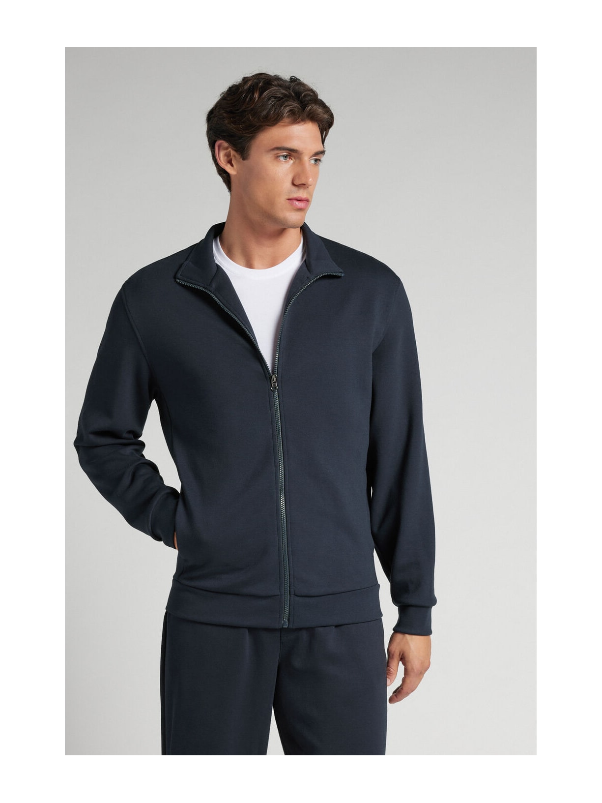 Jaqueta Técnica Efeito Soft Touch Com Zíper Azul Intimissimi