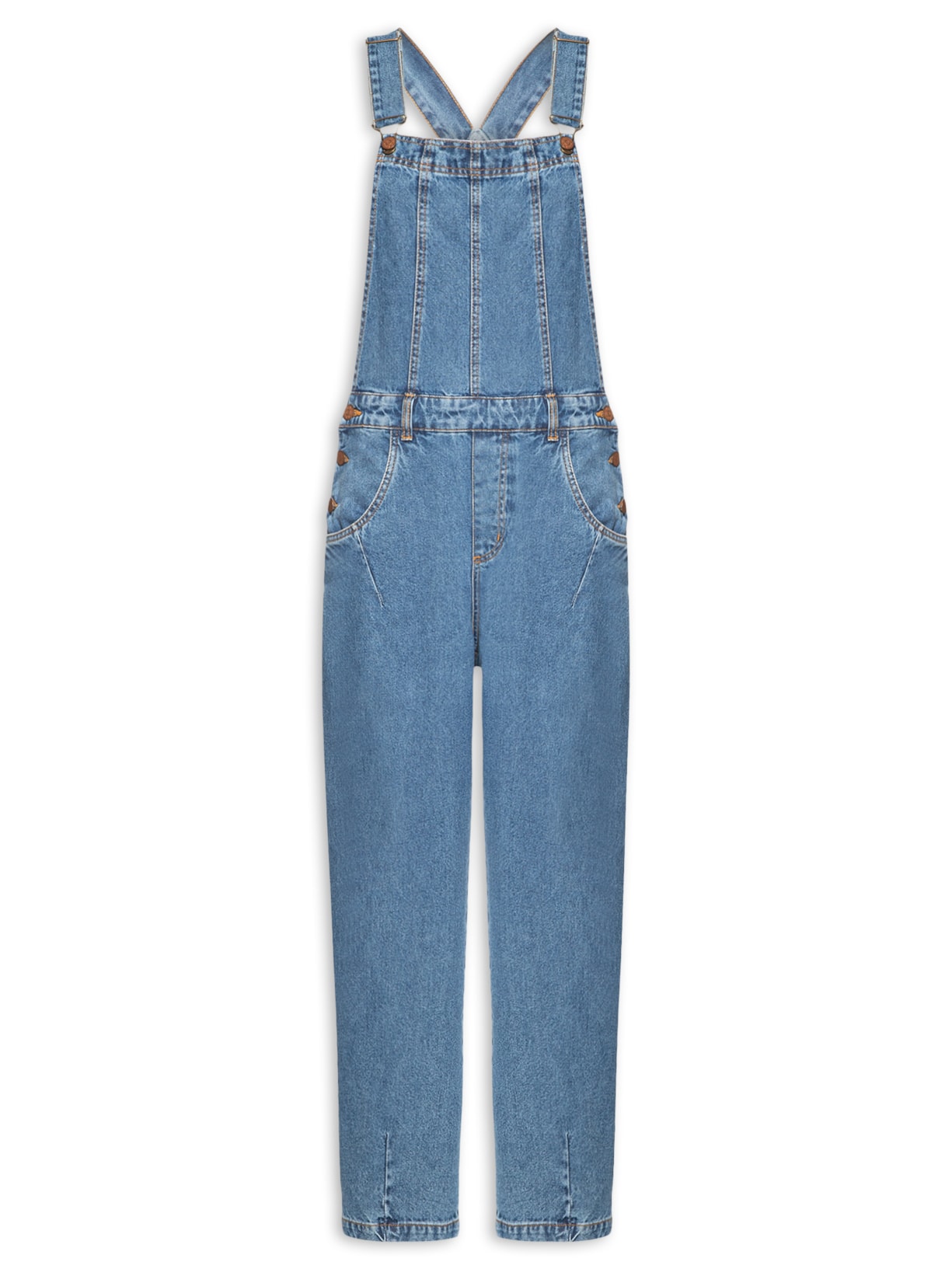 Jardineira Feminina Jeans Barrel Confort - Azul