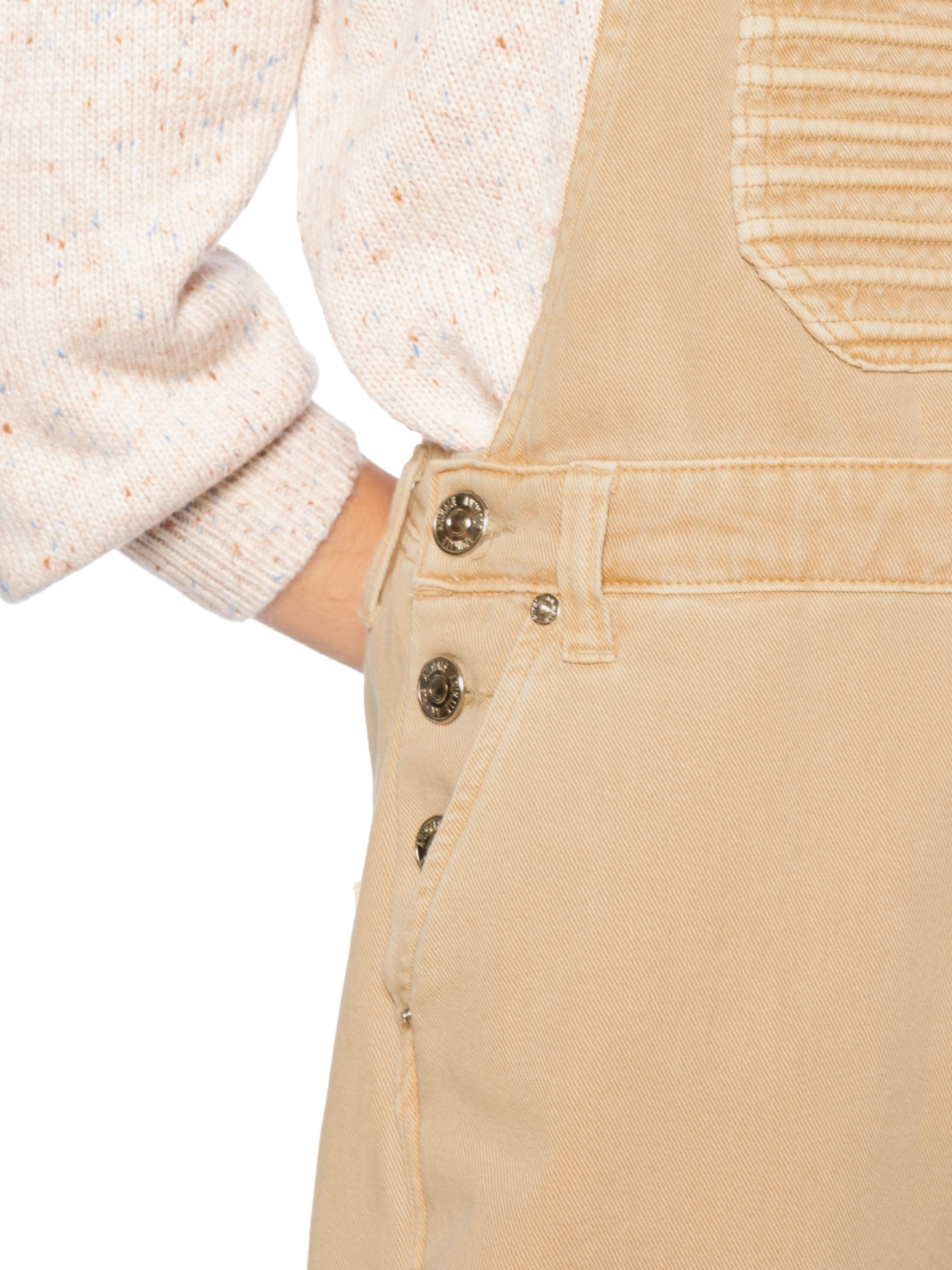 Jardineira Feminina Sarja Bege Animale Jeans