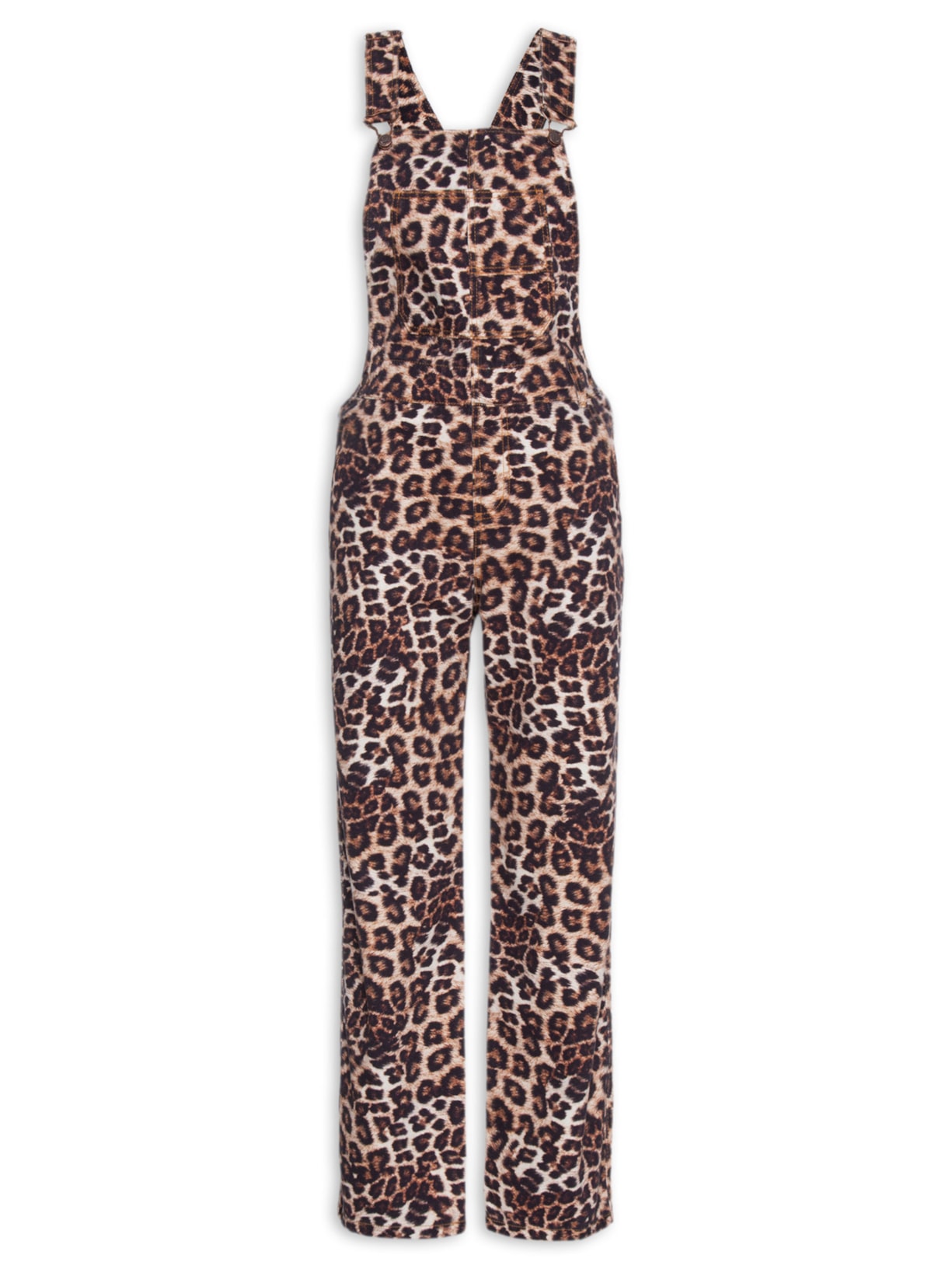 Jardineira Feminina Sarja Bela Onça - Animal Print