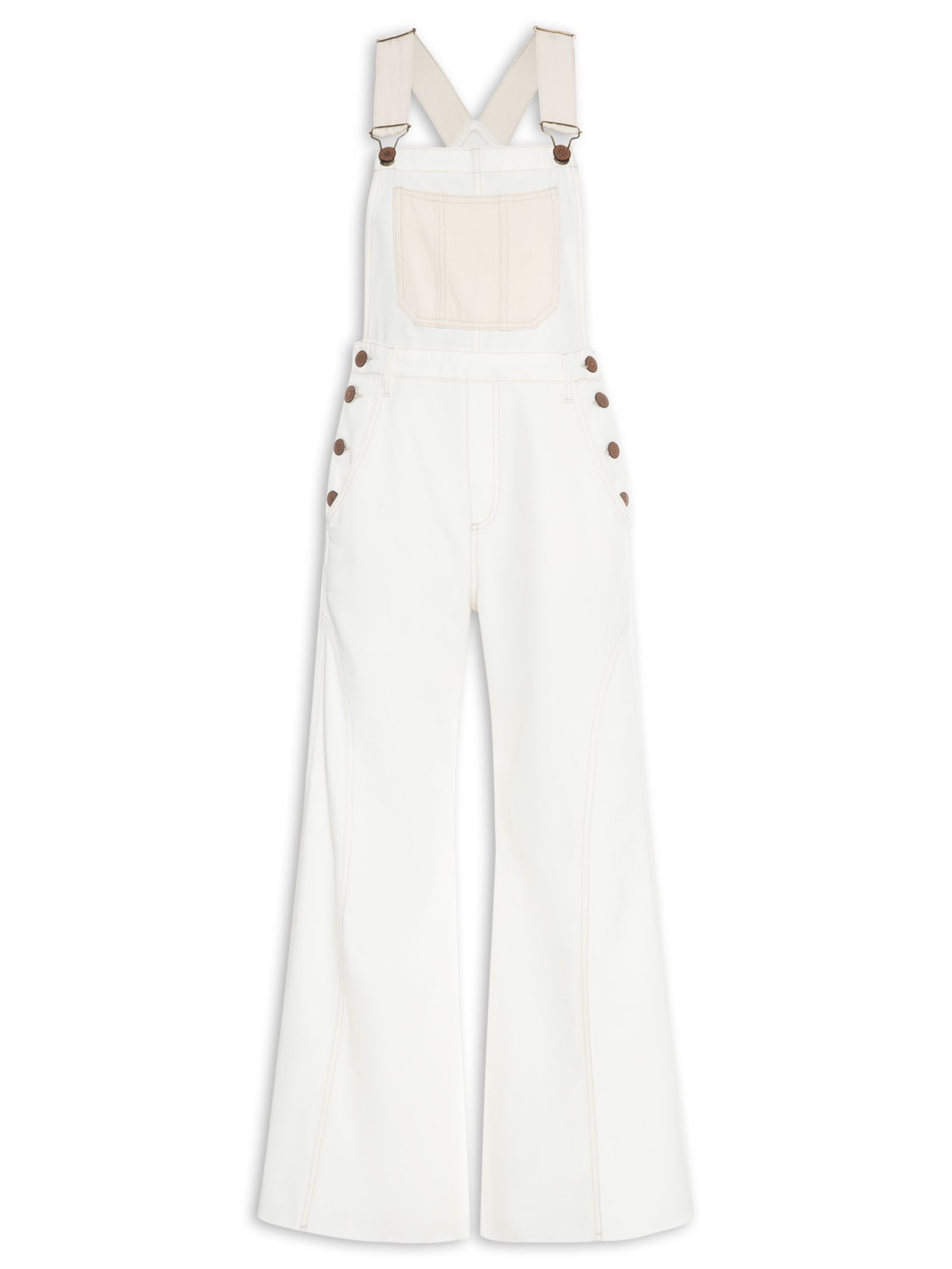 Jardineira Feminina Sarja Bicolor - Off White