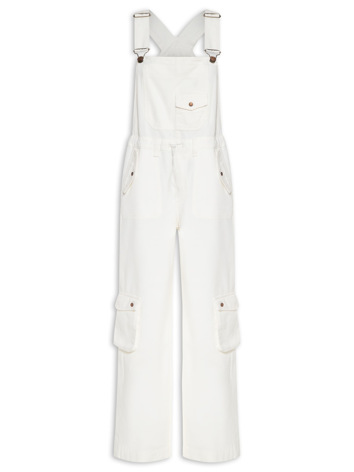 Jardineira Feminina Sarja Cargo - Off White