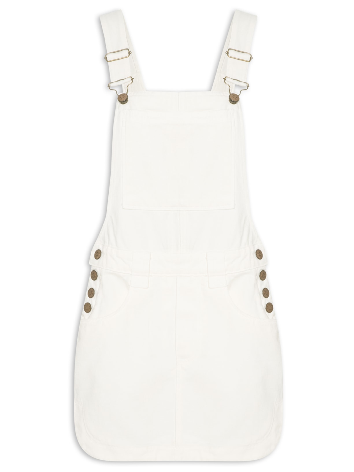 Jardineira Feminina Sarja Saia - Branco