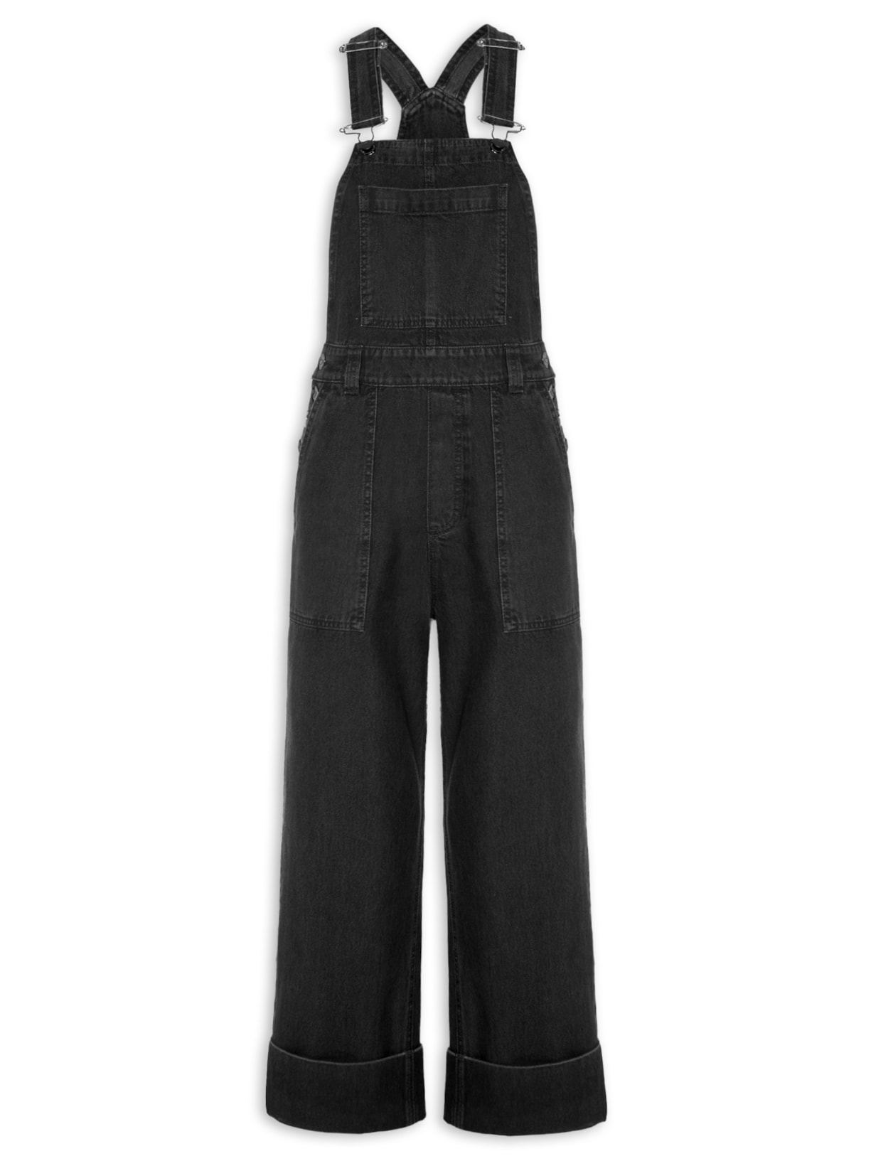 Jardineira Ferminina Lady Jeans - Preto