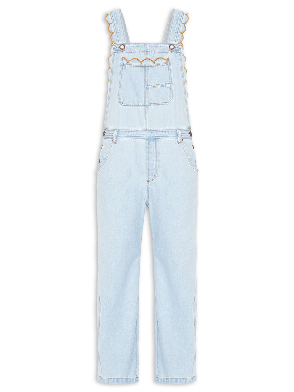 Jardineira Jeans Festone Azul  Farm