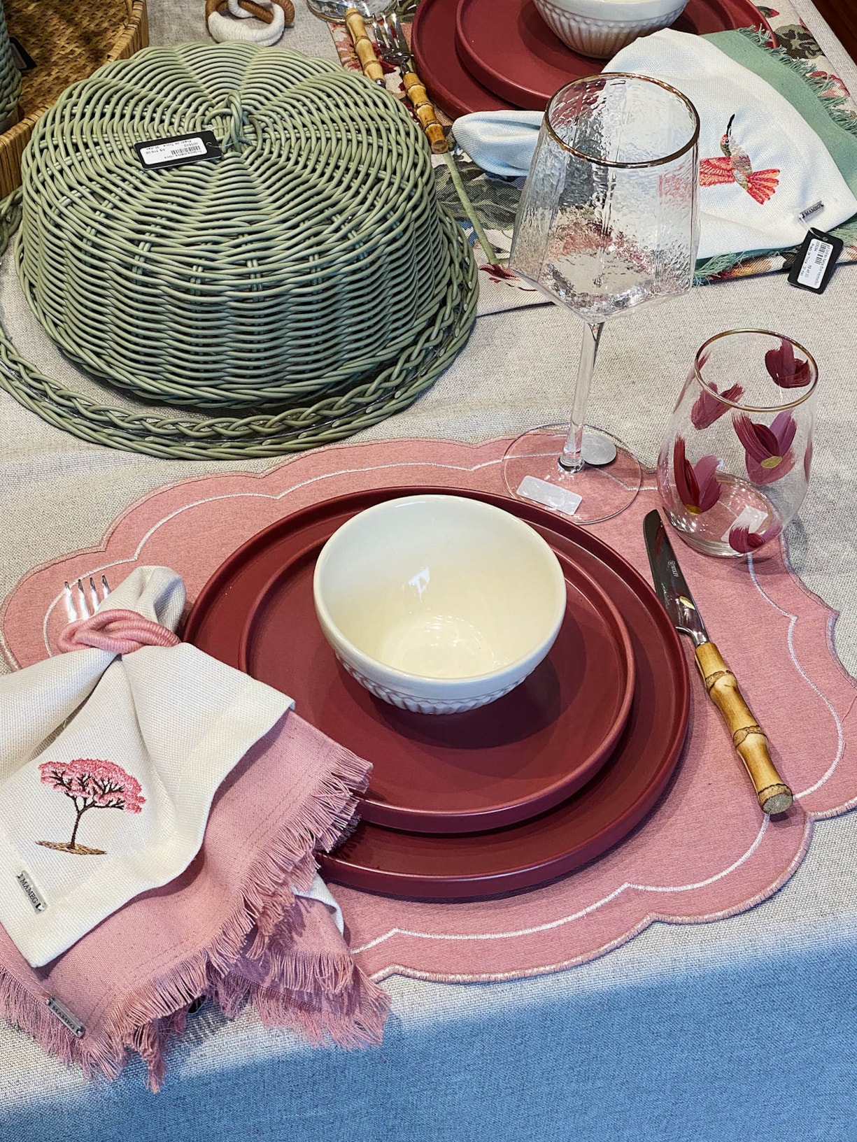 Jogo Americano Baronesa Dupla Face Blush Rosa Mameg