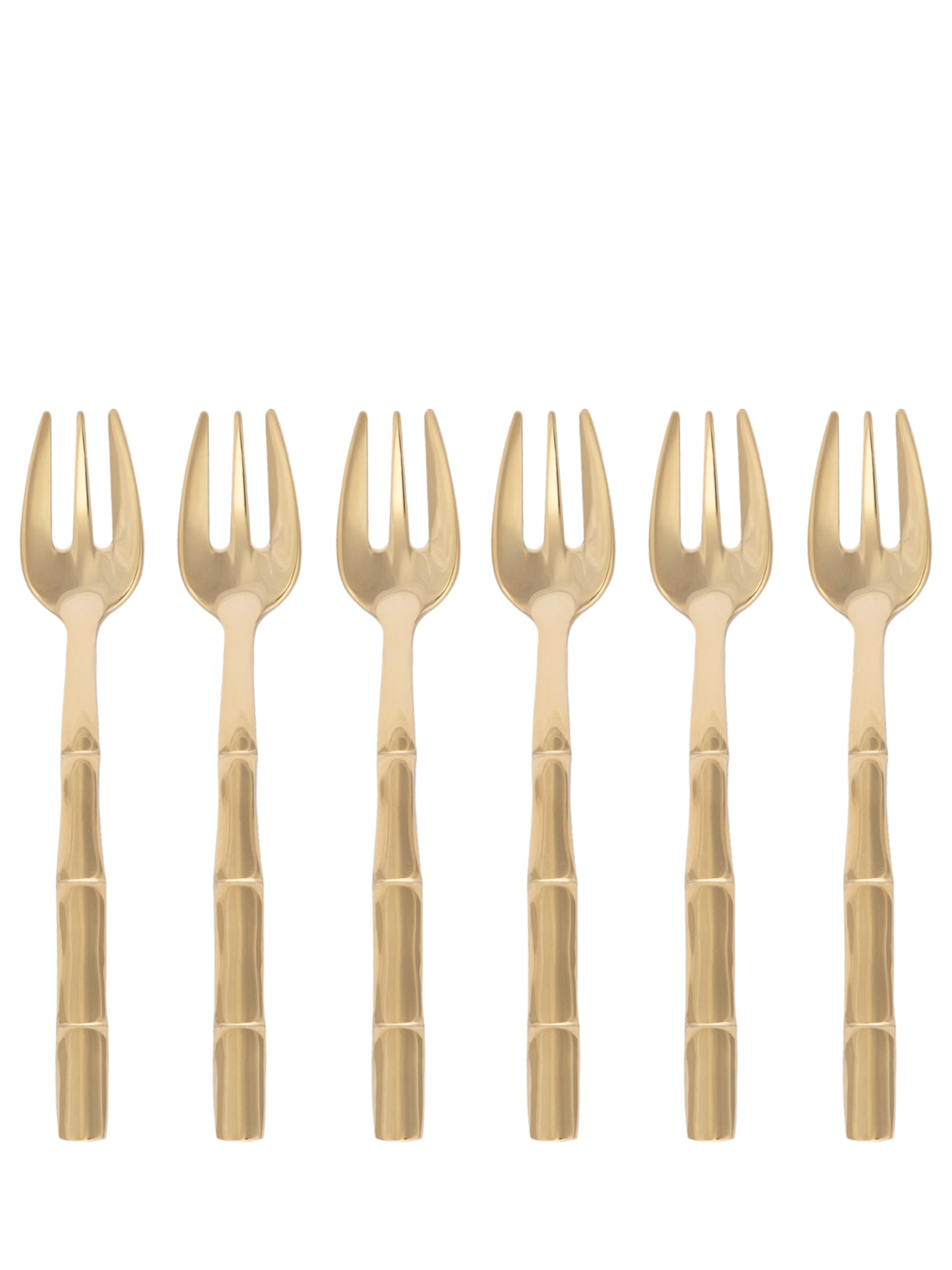 Jogo De 6 Garfos Para Bolo Em Aço Inox - Dourado