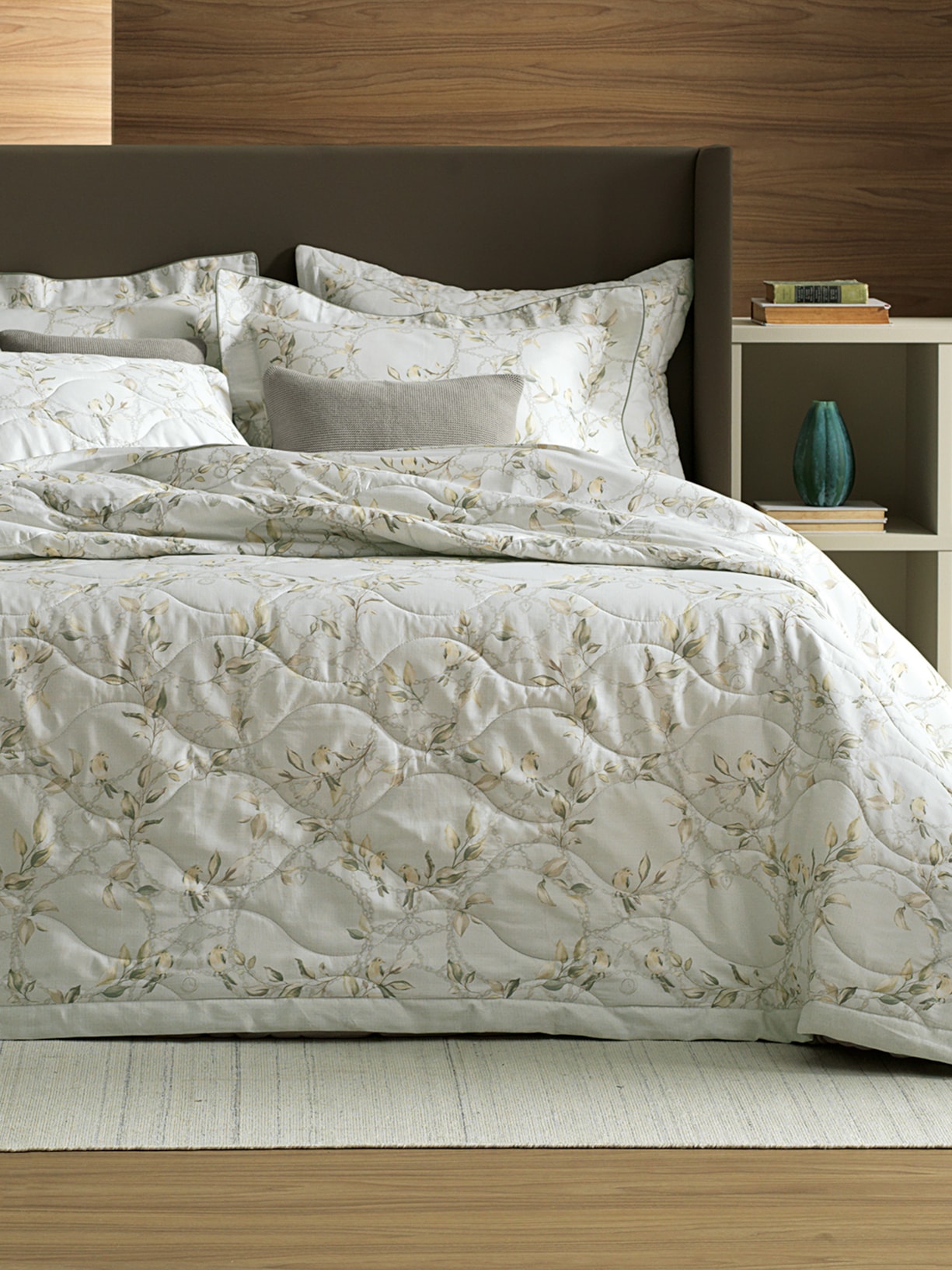 Jogo de Cama Casal 200 Fios Cetim 100% Algodão Uccelo Bege Trussardi