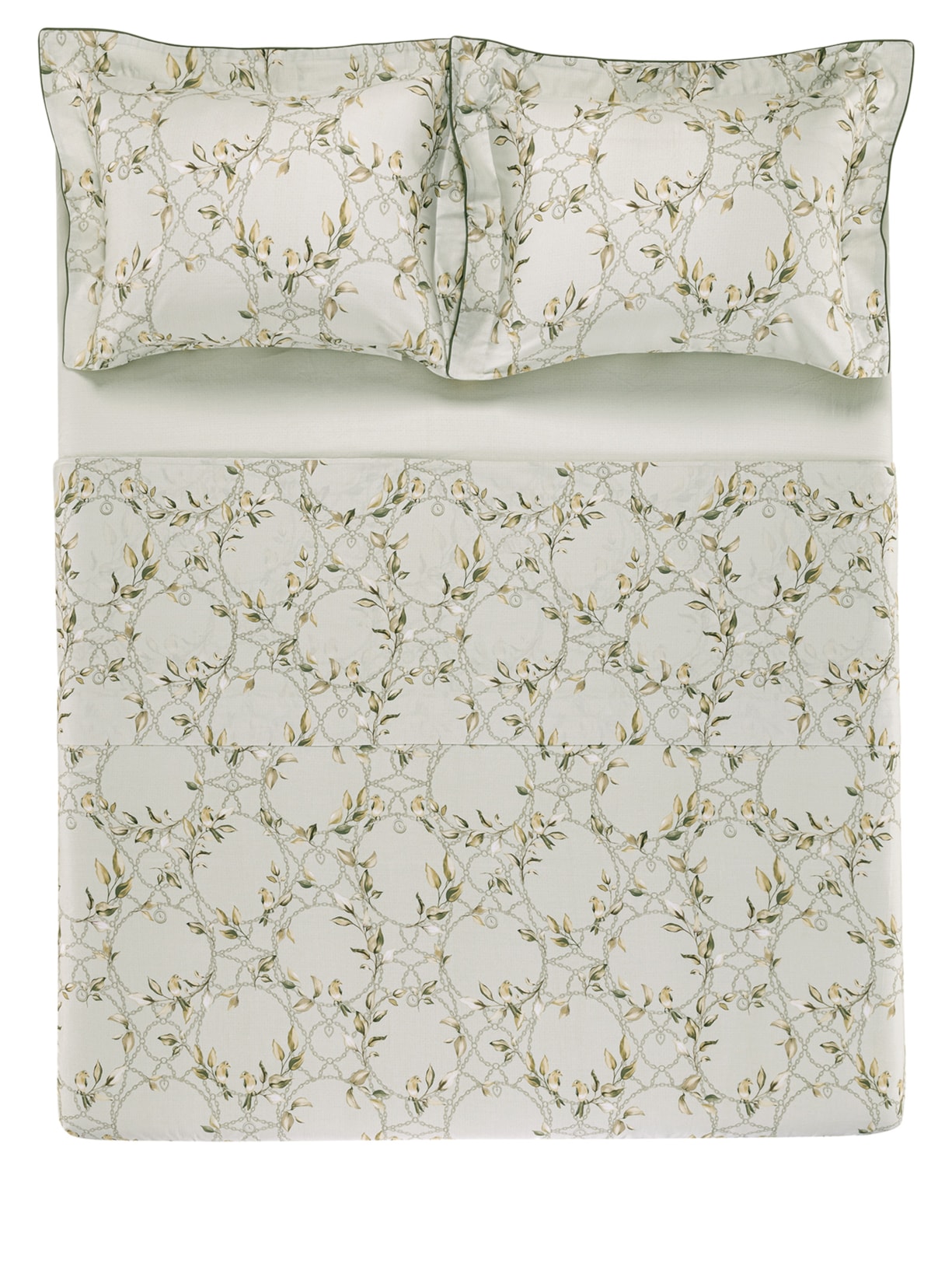 Jogo de Cama Casal 200 Fios Cetim 100% Algodão Uccelo Bege Trussardi