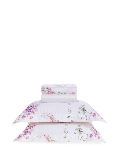 Jogo De Cama Casal 200 Fios Wisteria - Rosa