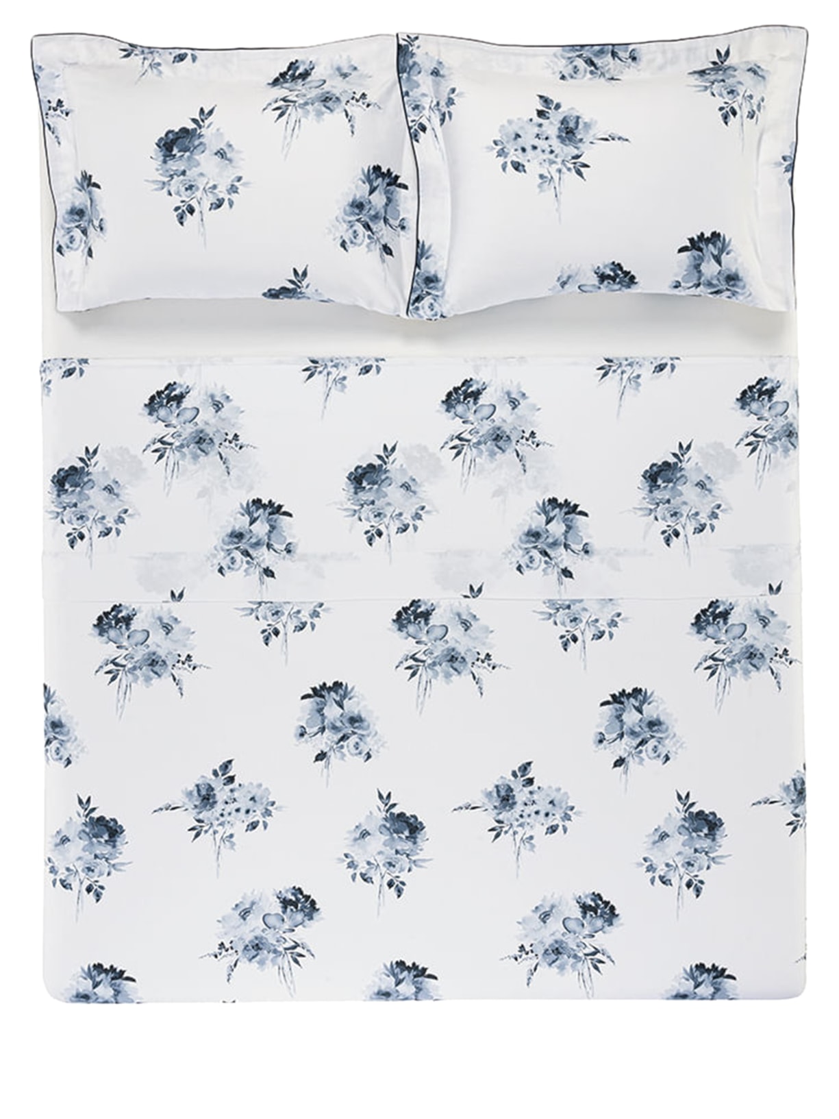 Jogo de Cama Casal Sirmione Estampado Em Algodão 4 Peças Branco  Trussardi