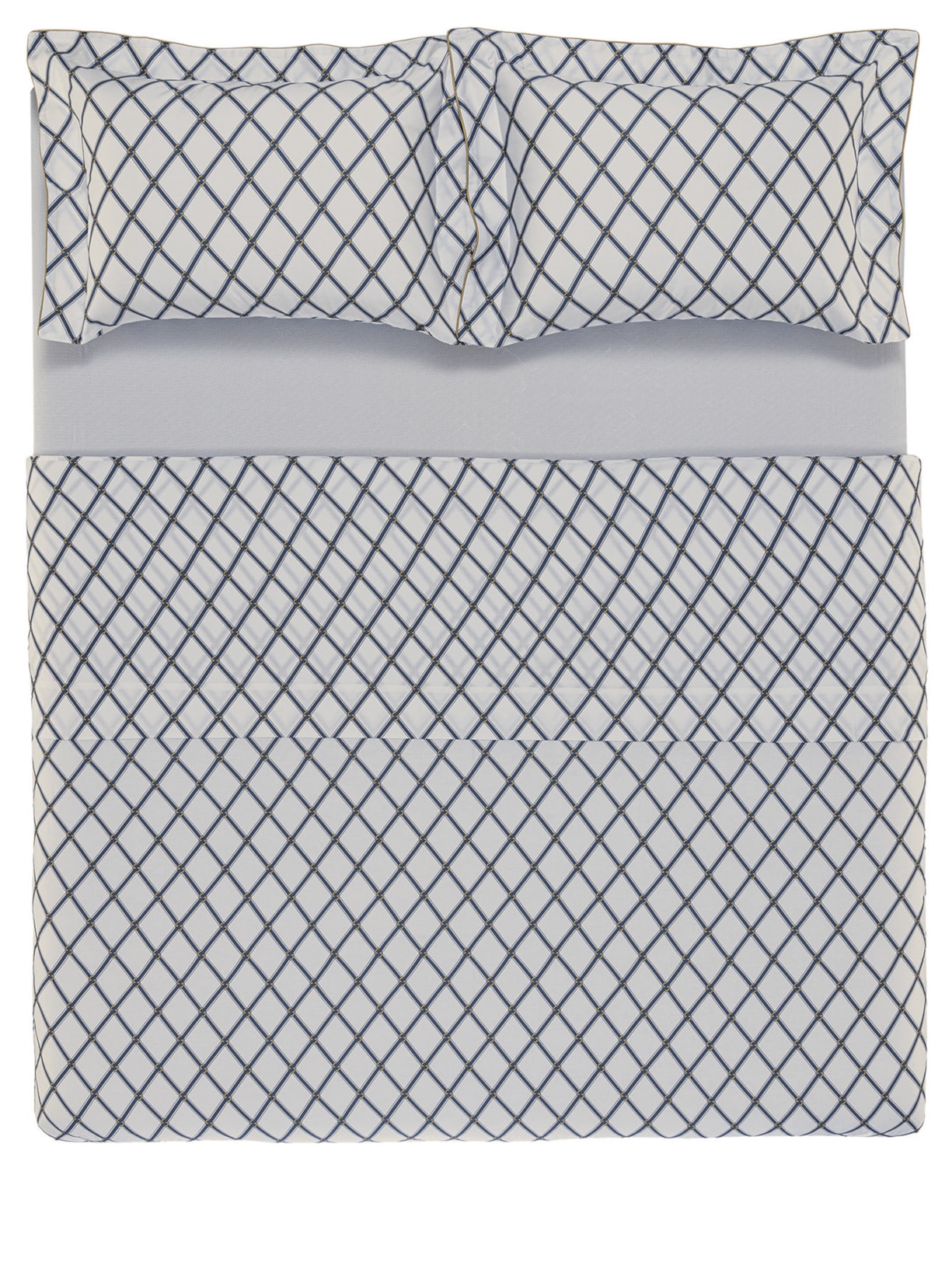 Jogo de Cama Queen 200 Fios Cetim Moretto Azul Trussardi