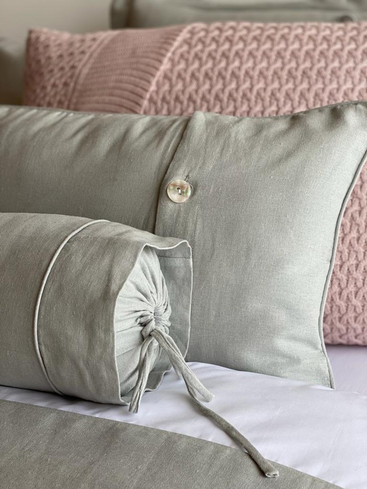 Jogo De Cama Queen Lino Gris 3 Peças Cinza Blue Gardenia