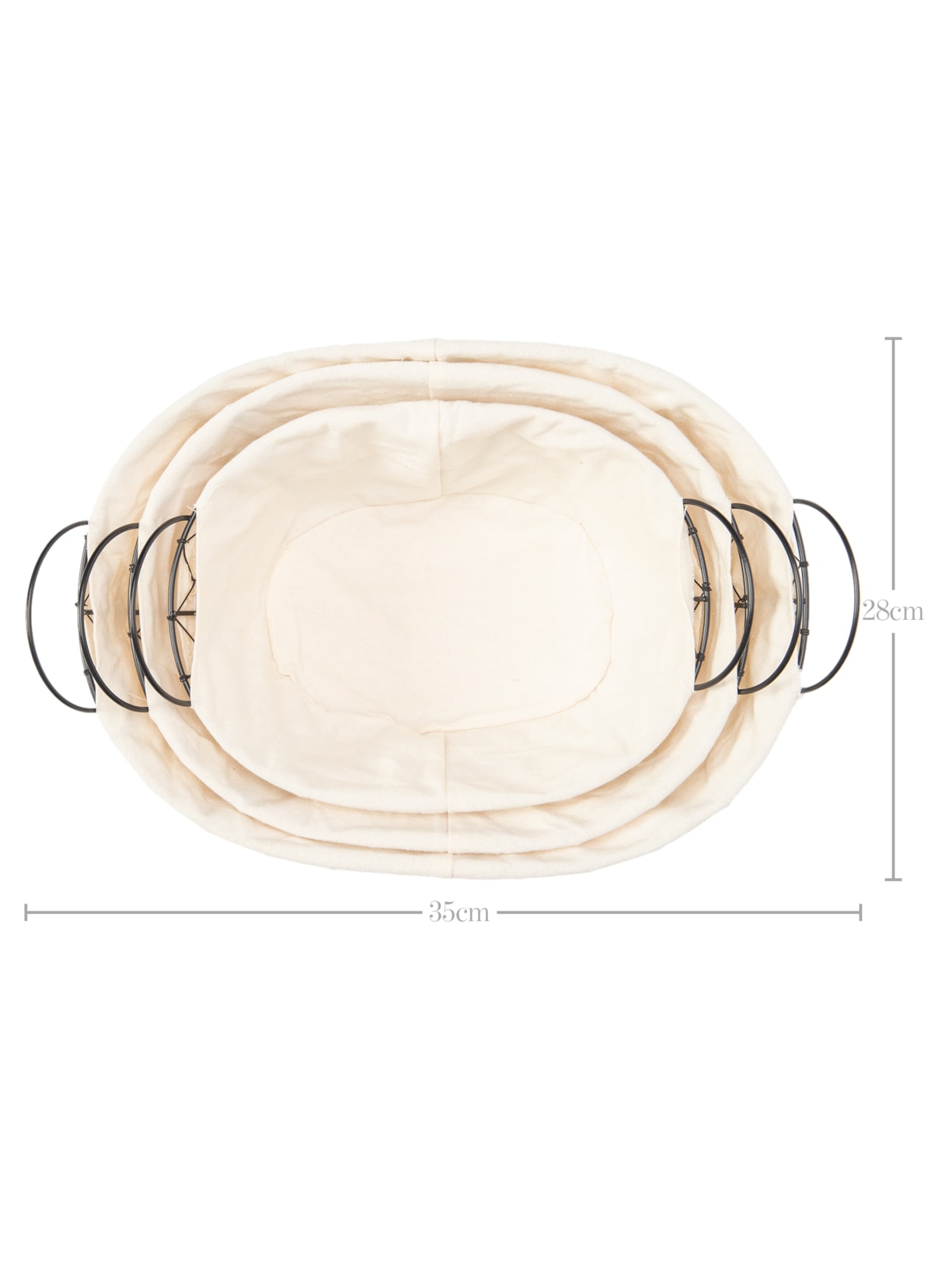 Jogo De Cestas Ovais Com Alça Em Ferro 3 Unidades Off White '2Home