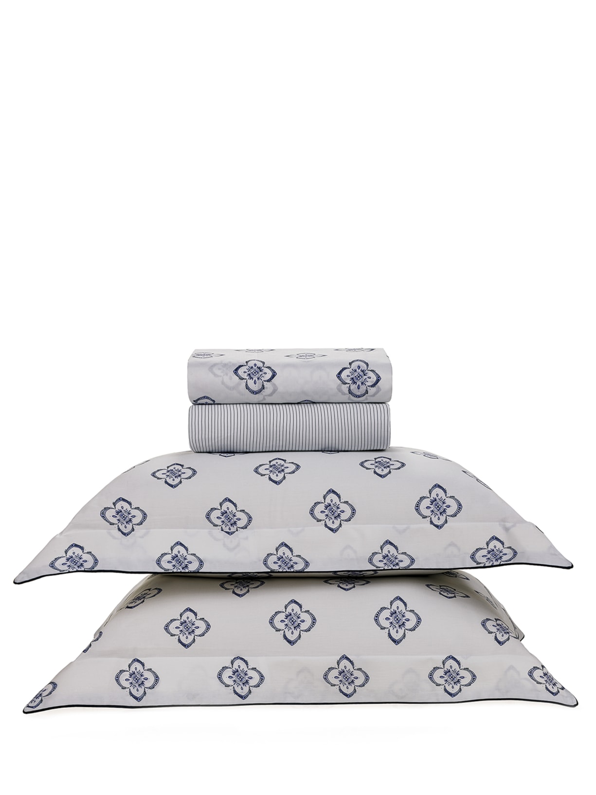 Jogo de Lençol Calise King Cetim 200 Fios Azul Trussardi