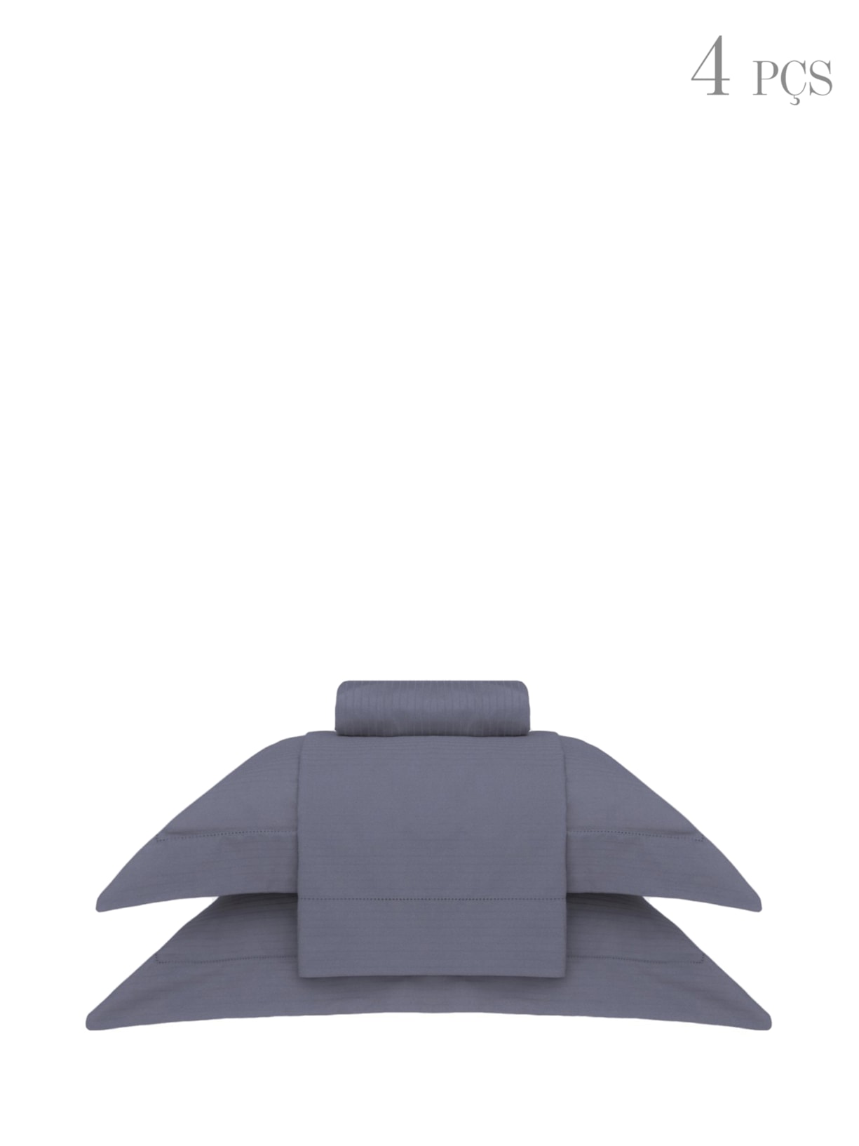 Jogo De Lençol Damask Stripes Casal Cetim 300 Fios 4 Peças Cinza Buddemeyer