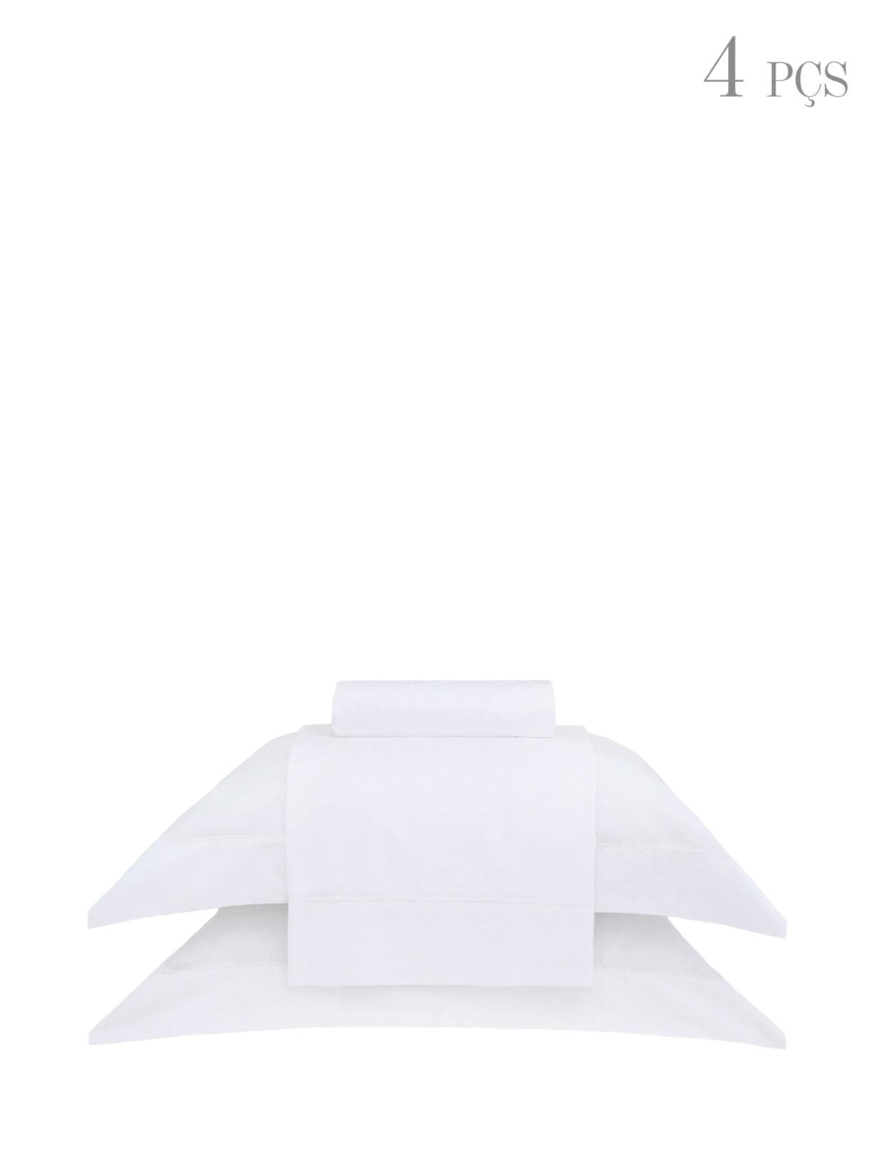 Jogo De Lençol Damask Stripes King Cetim 300 Fios 4 Peças - Branco