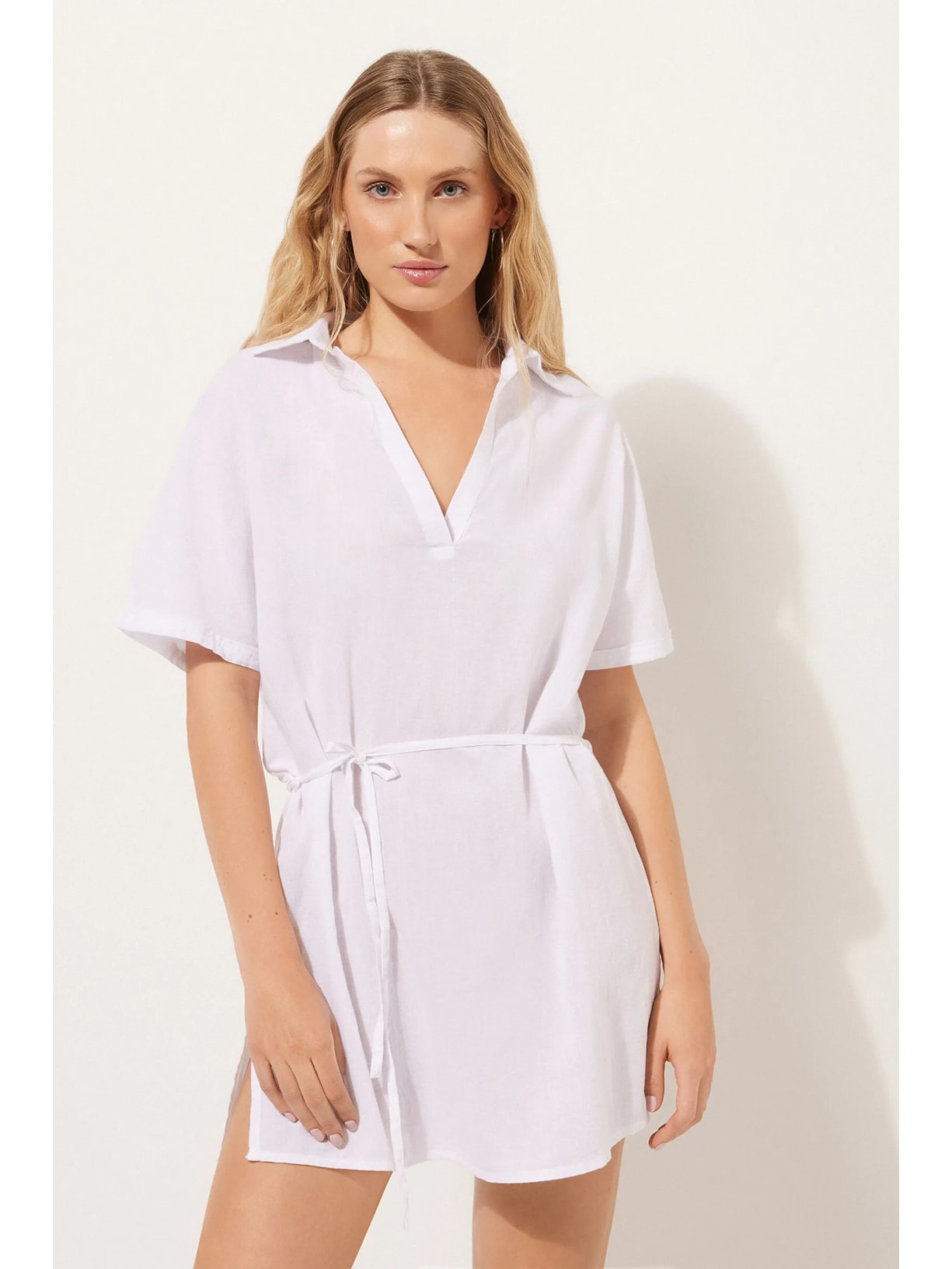 Kaftan Curto Com Cordão Ajustável Branco Calzedonia