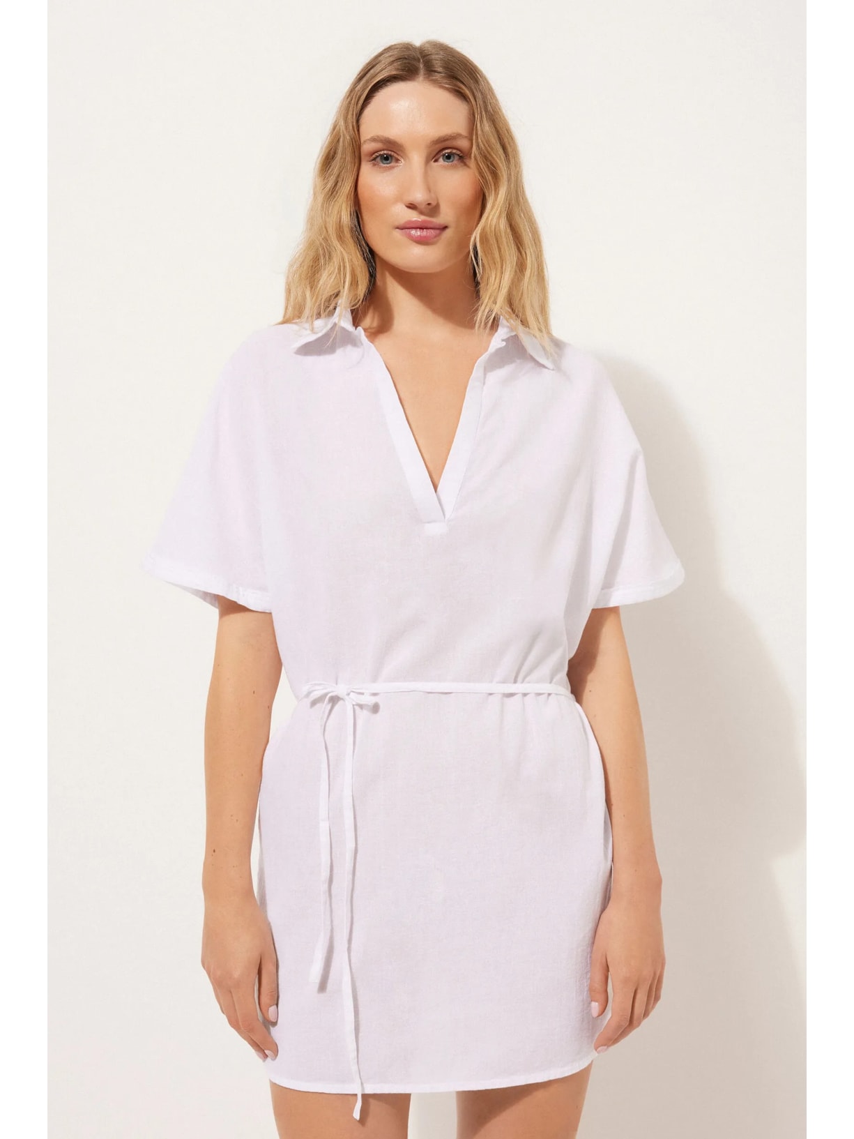 Kaftan Curto Com Cordão Ajustável Branco Calzedonia