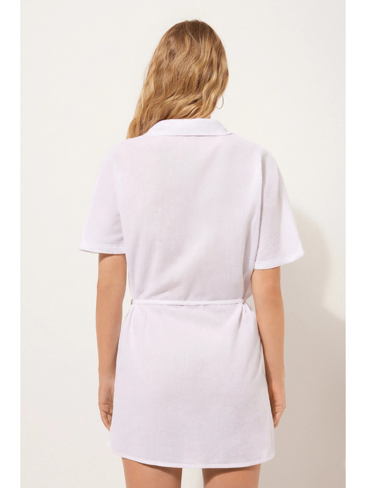 Kaftan Curto Com Cordão Ajustável Branco Calzedonia