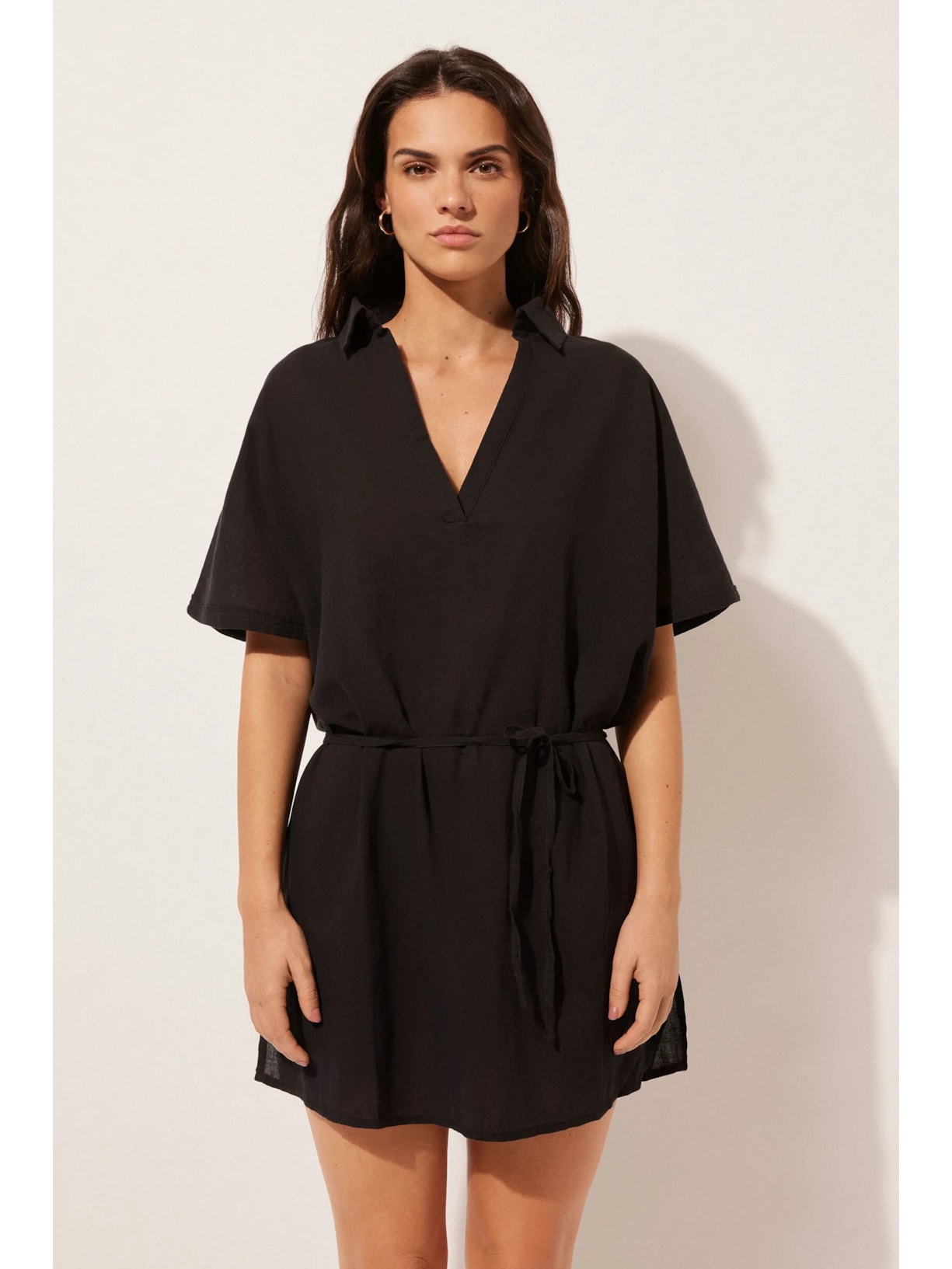 Kaftan Curto Com Cordão Ajustável Preto Calzedonia