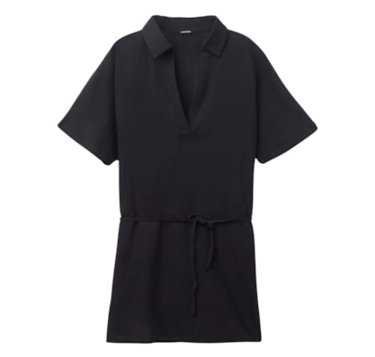 Kaftan Curto Com Cordão Ajustável - Preto