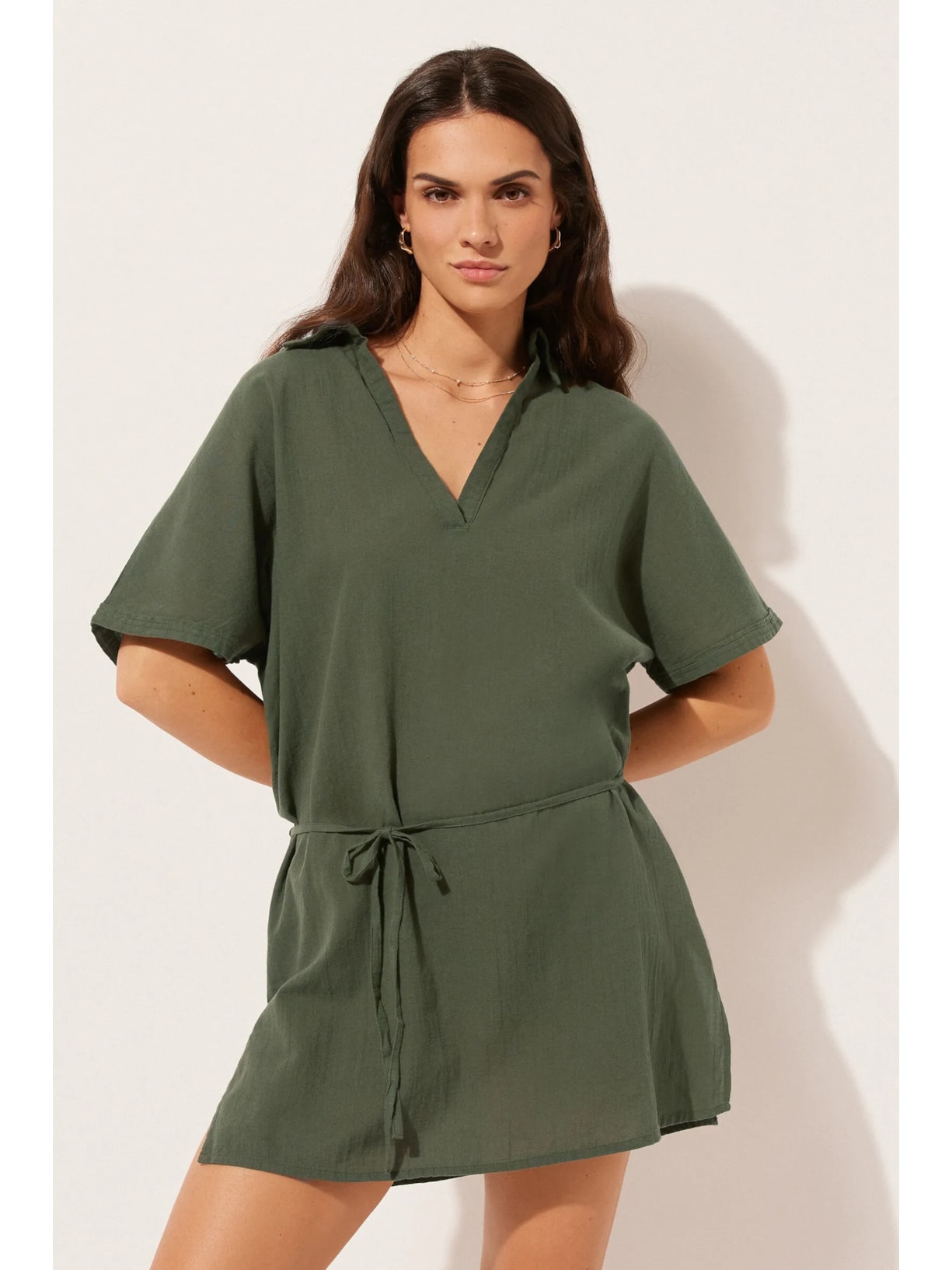 Kaftan Curto Com Cordão Ajustável Verde Calzedonia