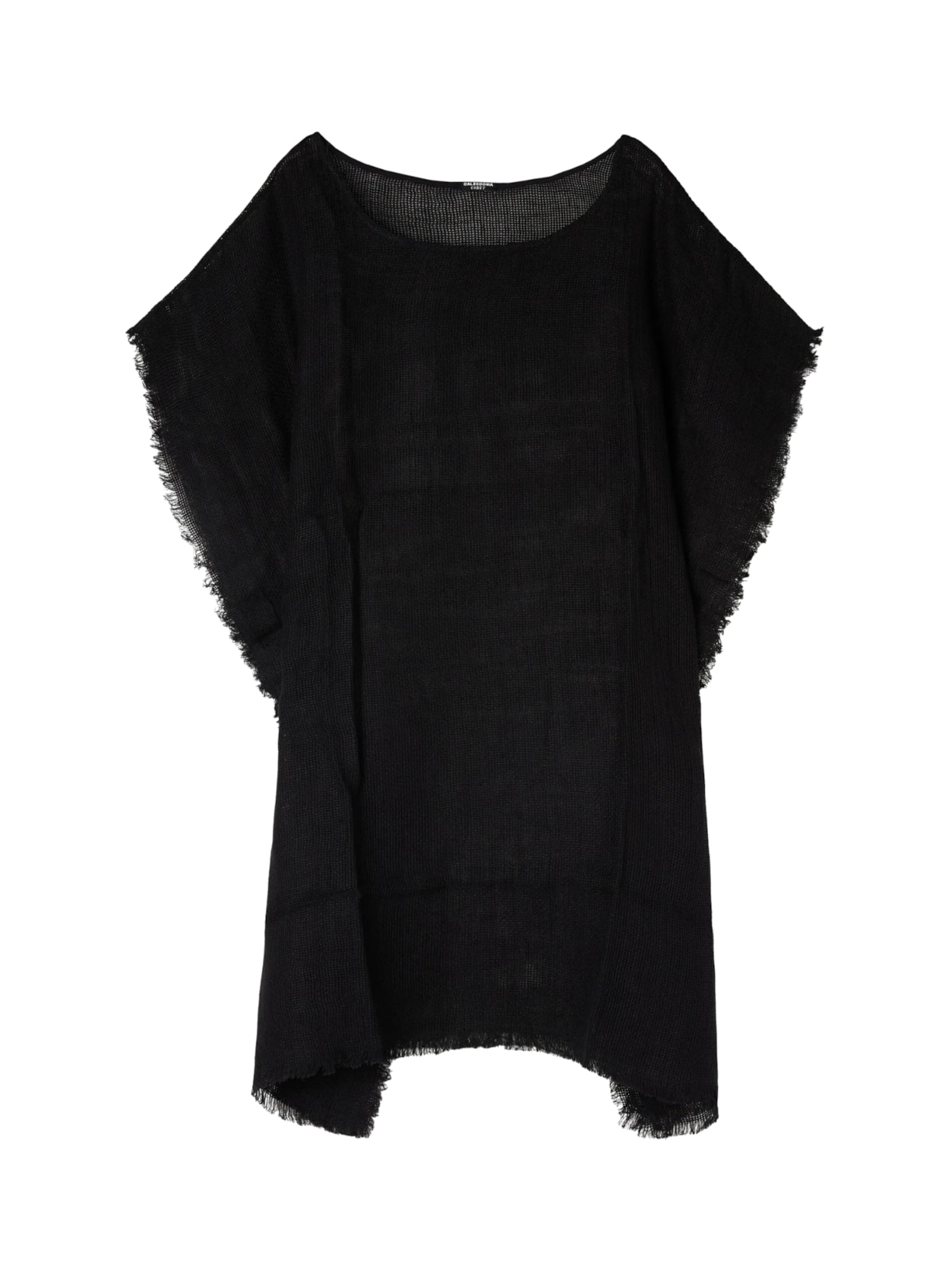 Kaftan Em Rede De Linho Com Franjas - Preto