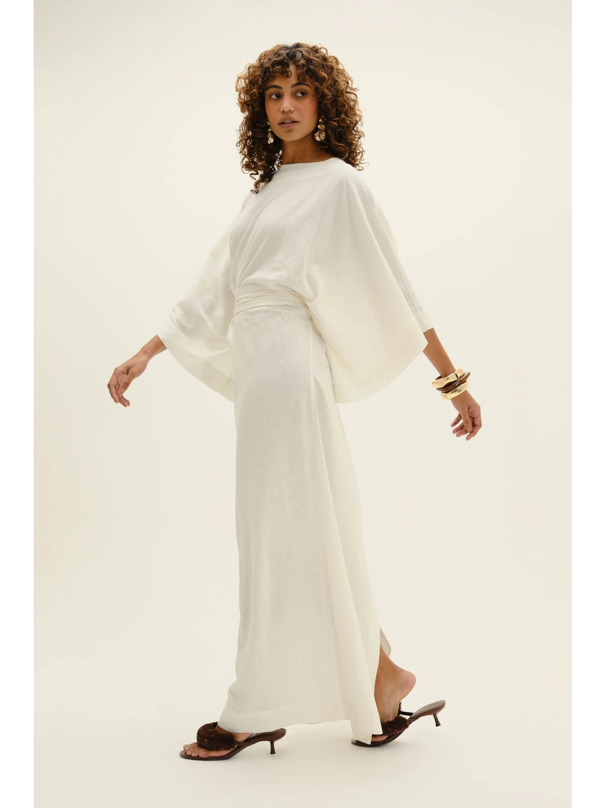 Kaftan Em Viscolinho Linen Branco Suntime