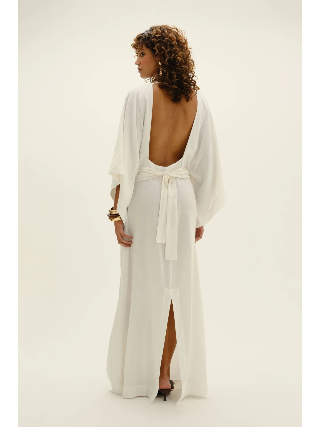 Kaftan Em Viscolinho Linen Branco Suntime