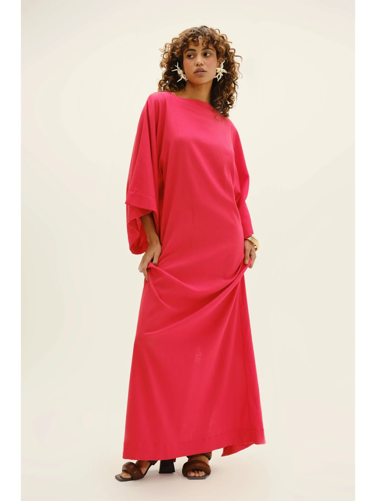 Kaftan Em Viscolinho Linen  Vermelho Suntime
