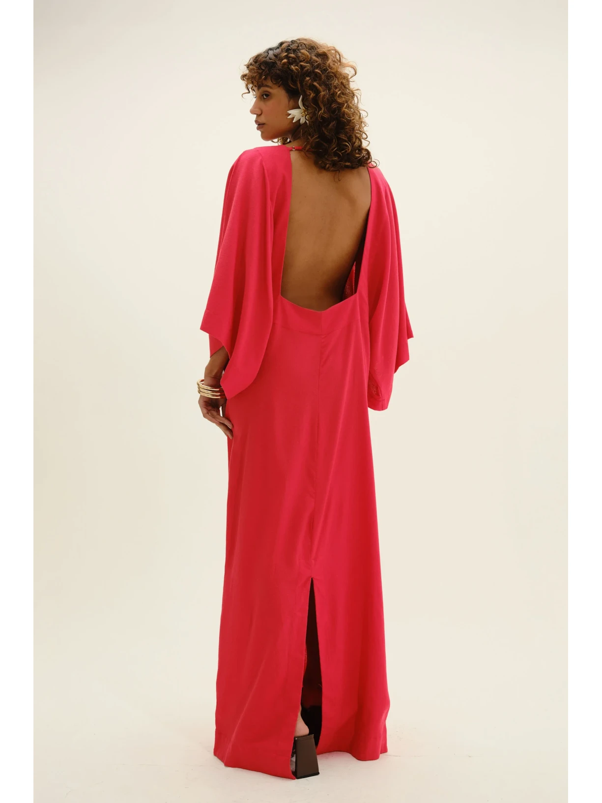 Kaftan Em Viscolinho Linen  Vermelho Suntime