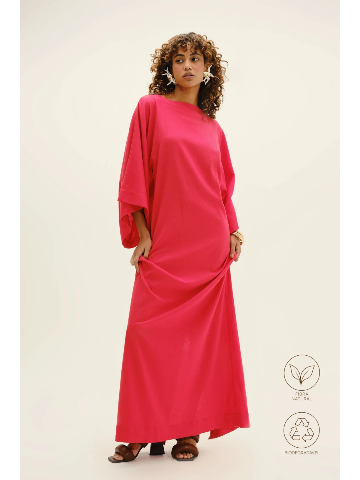Kaftan Em Viscolinho Linen  Vermelho Suntime
