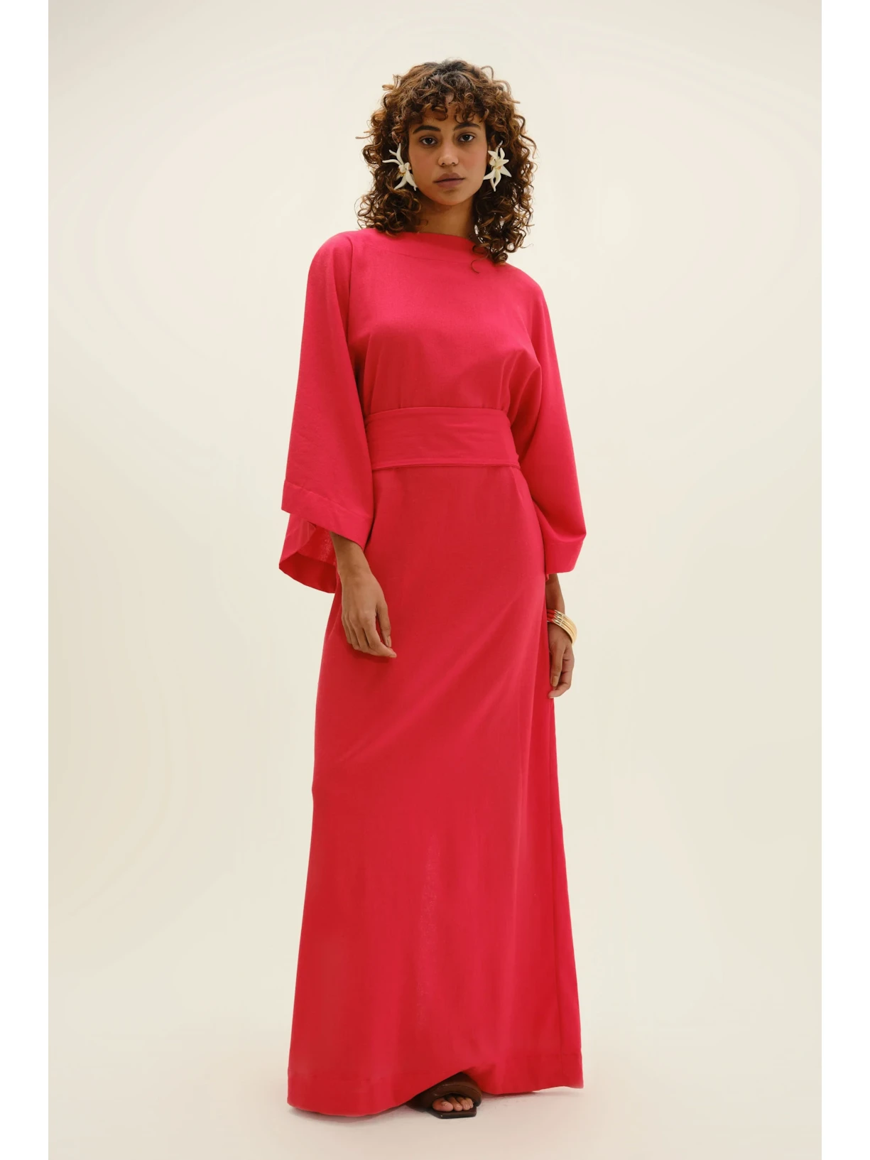 Kaftan Em Viscolinho Linen  Vermelho Suntime
