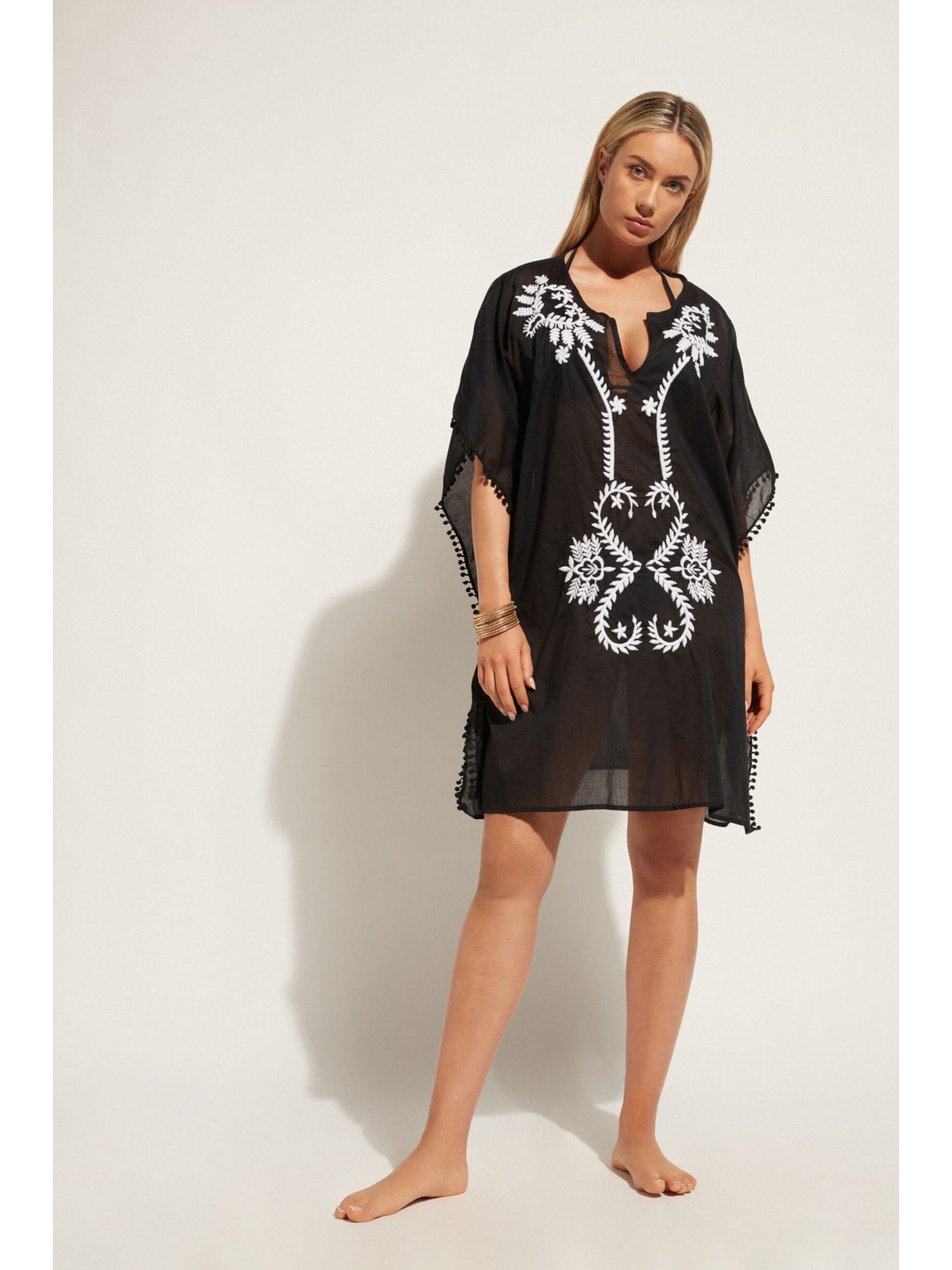 Kaftan Estilo Quimono Preto Calzedonia