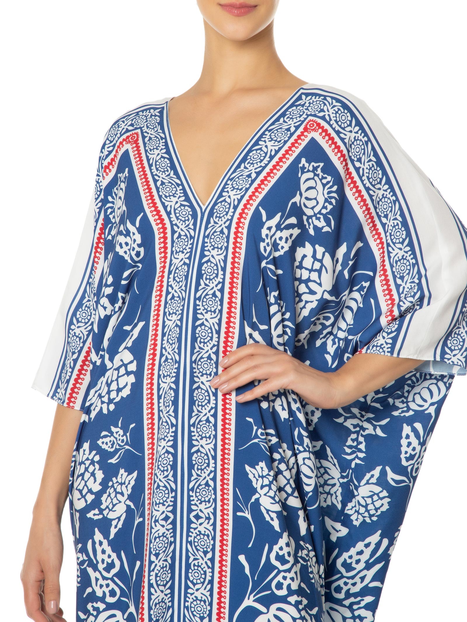 Zebra Petrolio Italian Silk Short Kaftan