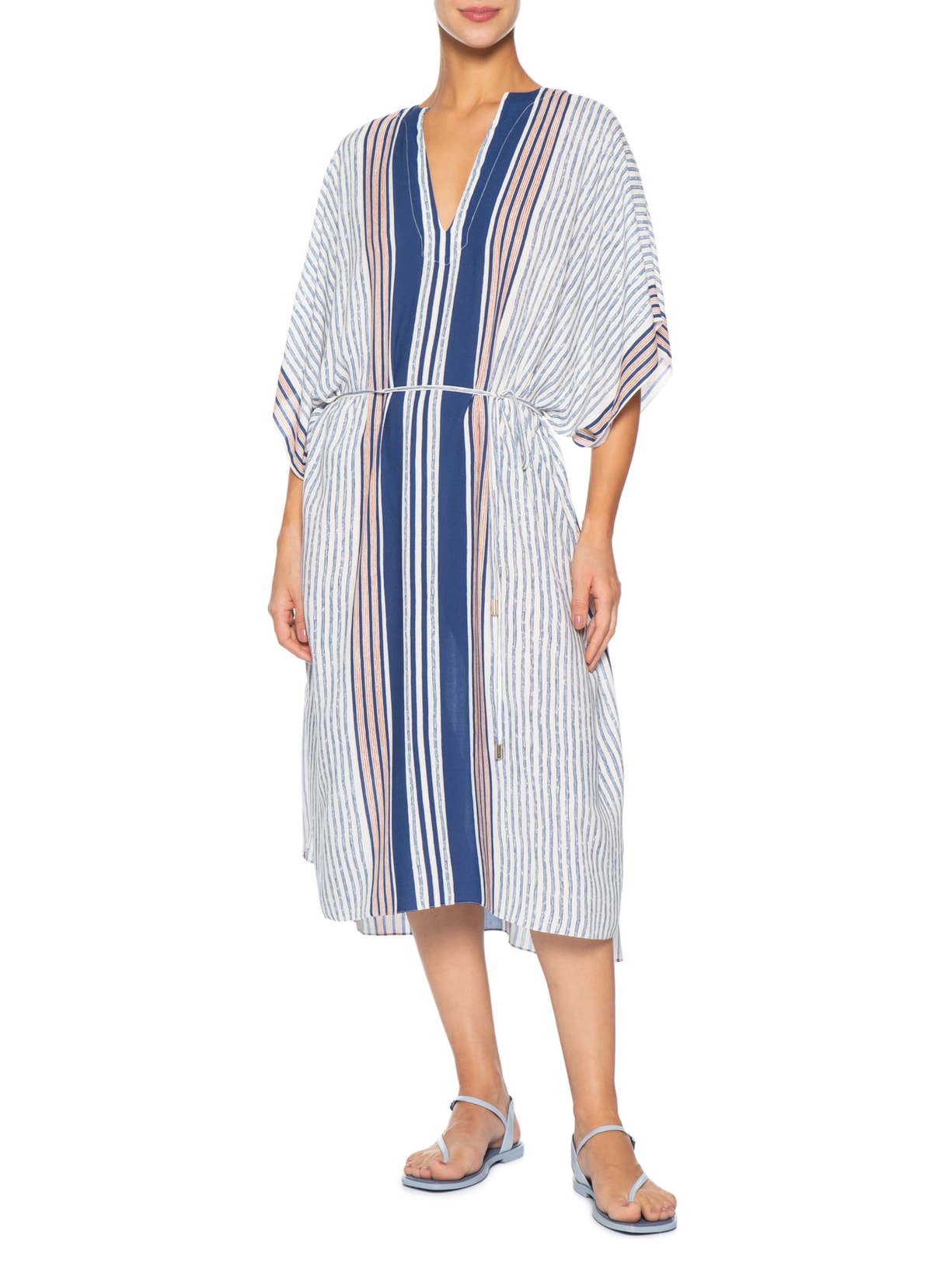 Kaftan Feminino Decote Moldura Azul Lenny Niemeyer