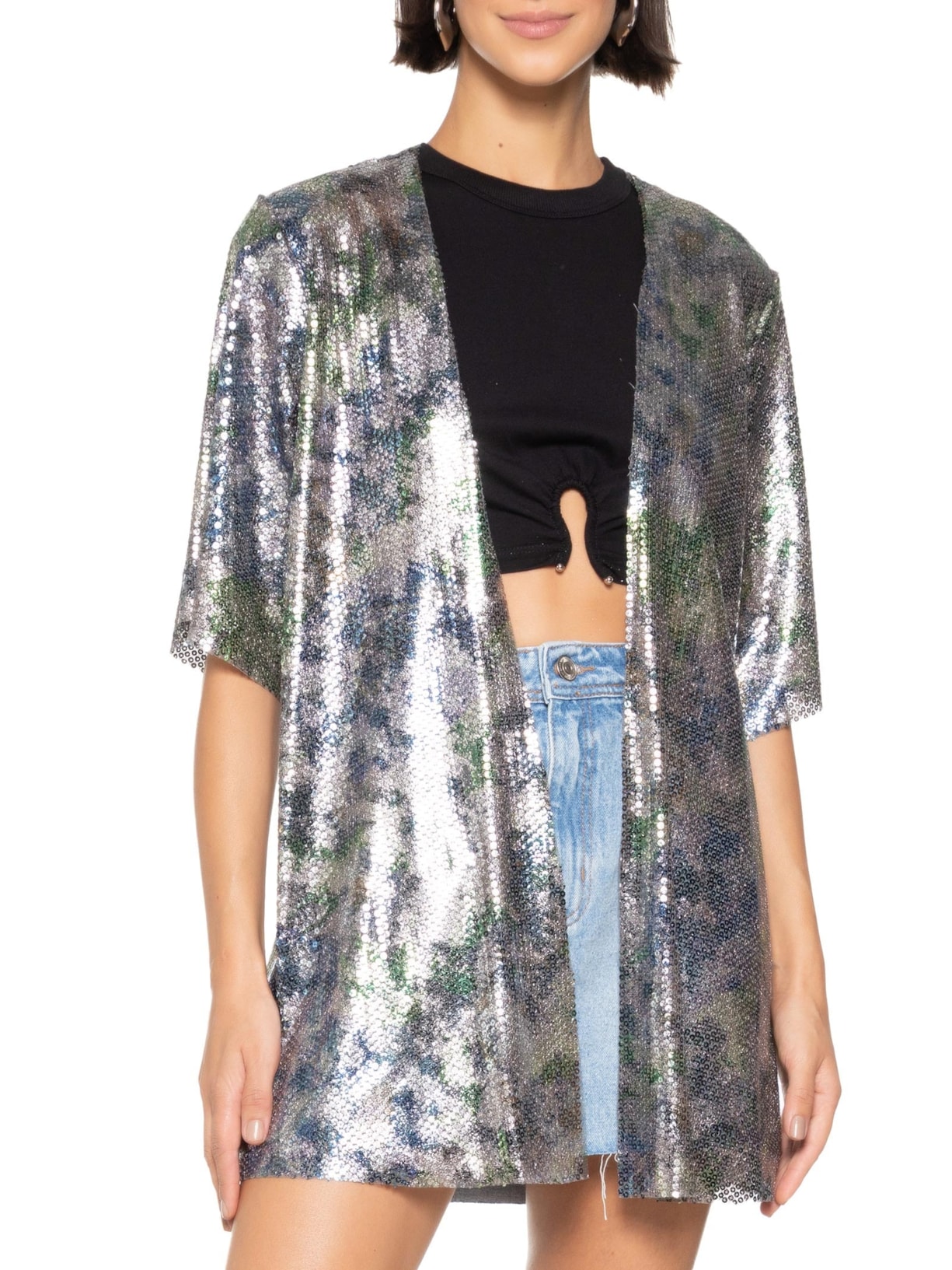 Kimono Carnaval Paetê Verde Market 33