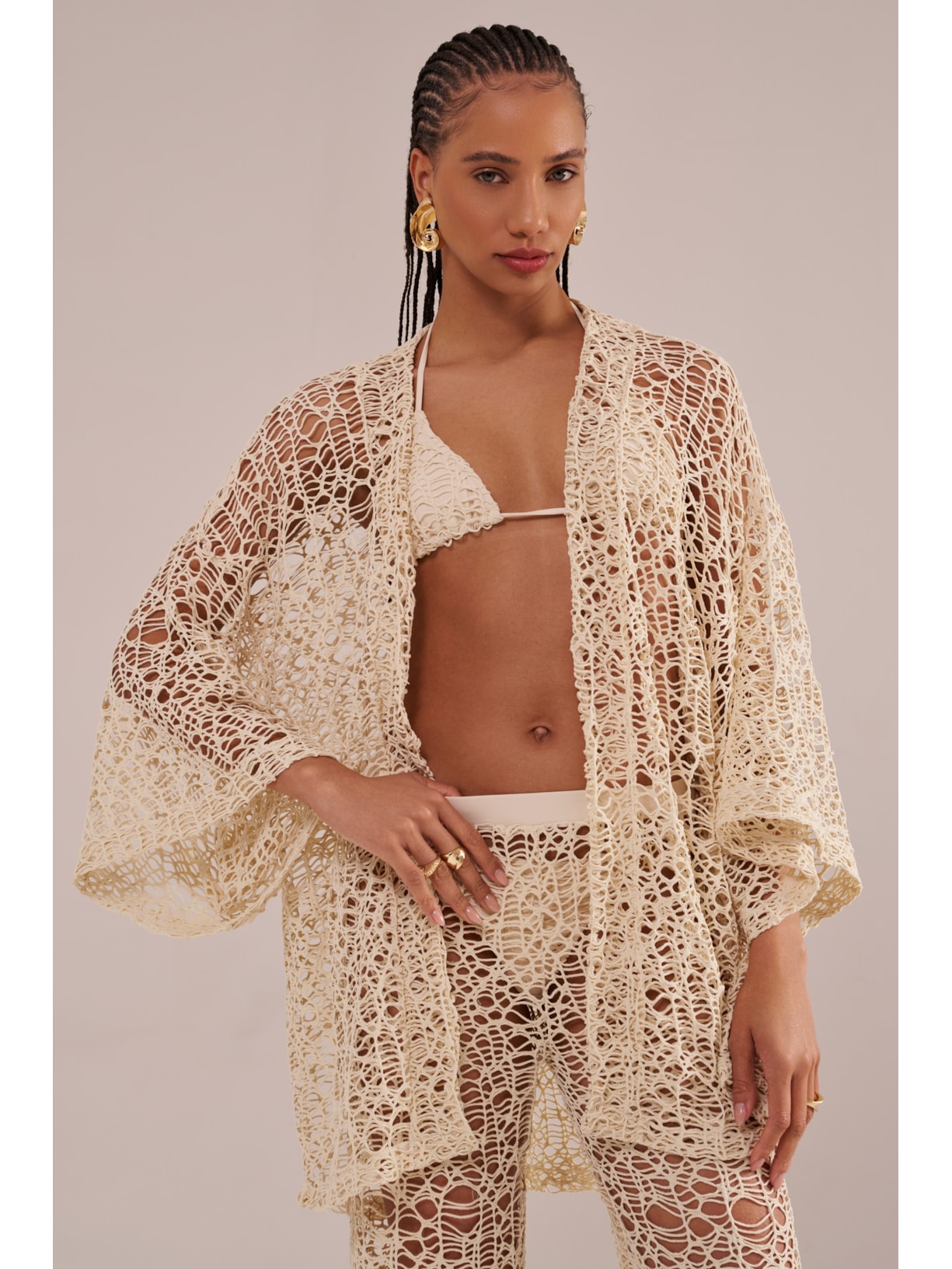 Kimono crochê pesca Suntime